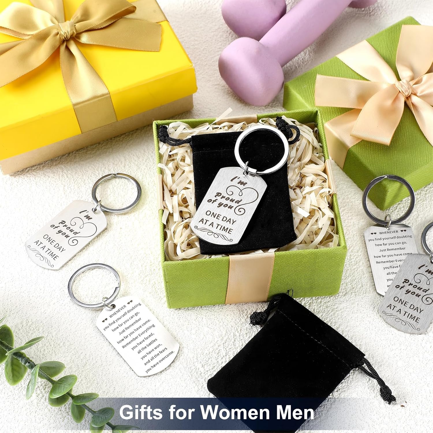 Landical 12 Sets Sobriety Recovery Gifts Keychains for Men Women Sober Anniversary Souvenirs Aa Proud of You Recovery Gifts Motivational One Day at a Time Keychains Alcoholics Keepsake