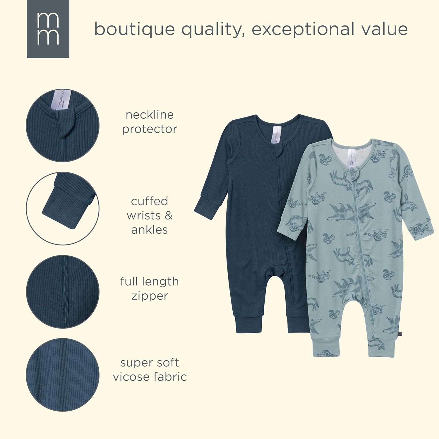 Modern Moments by Gerber Unisex Baby Viscose 2-pack Footless Coveralls