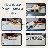 Vista 4 de Cinta de transferencia para vinilo de 12 pulgadas x 100 pies, cinta de papel con adhesivo plano de adherencia media/alta. Cinta de aplicación, cinta