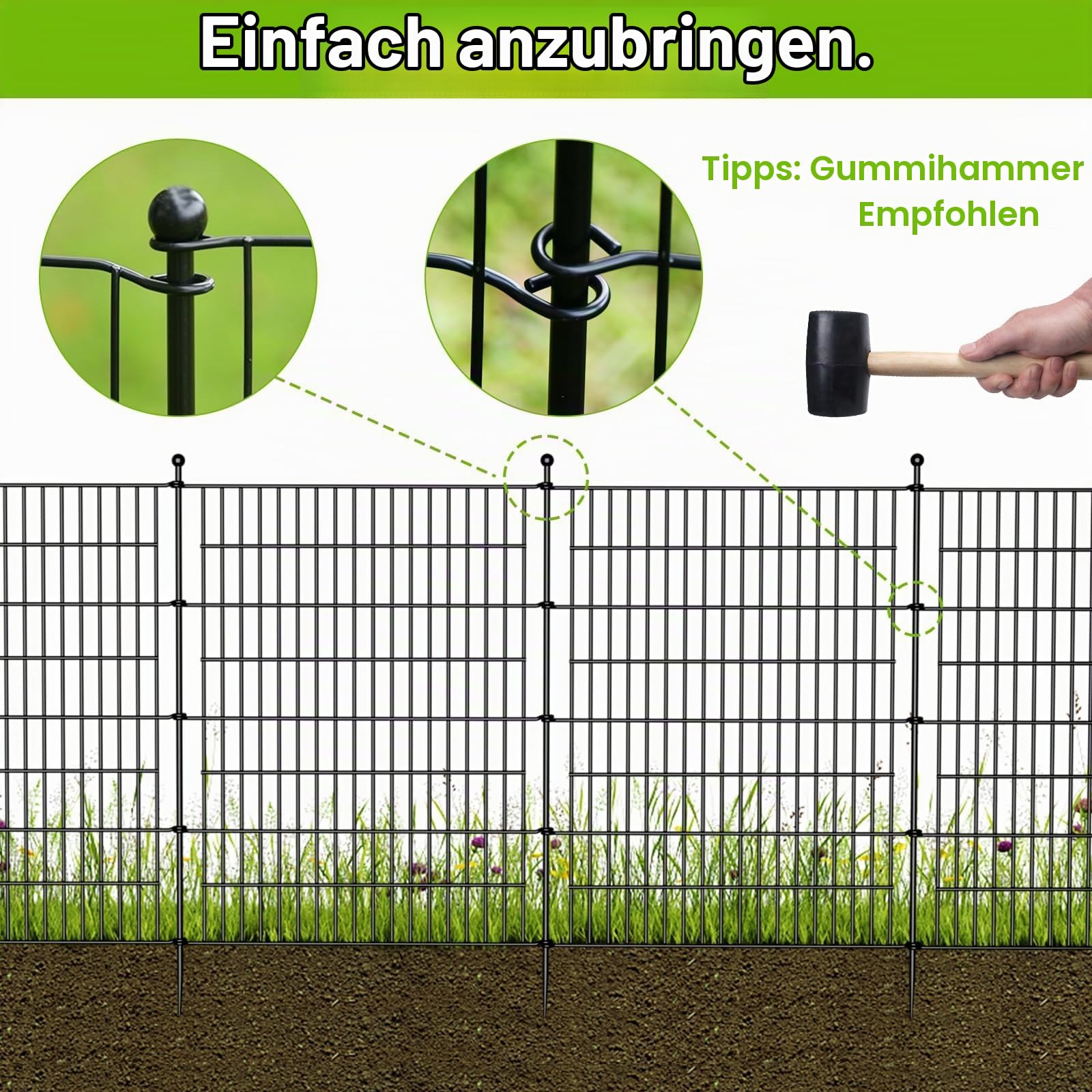 Gartenzaun Metall Steckzaun Dekoration Gitterzaun Für Garten Hundezaun Garten Zaun Gartenbeet Und Tierbarriere, Für Kaninchen, Hund, Hof