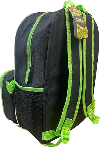 Miniatura 6 de Ruz Group - Mochila con licencia para niños de 16 pulgadas con lonchera extraíble, Verde, multi color, Tortugas Ninja