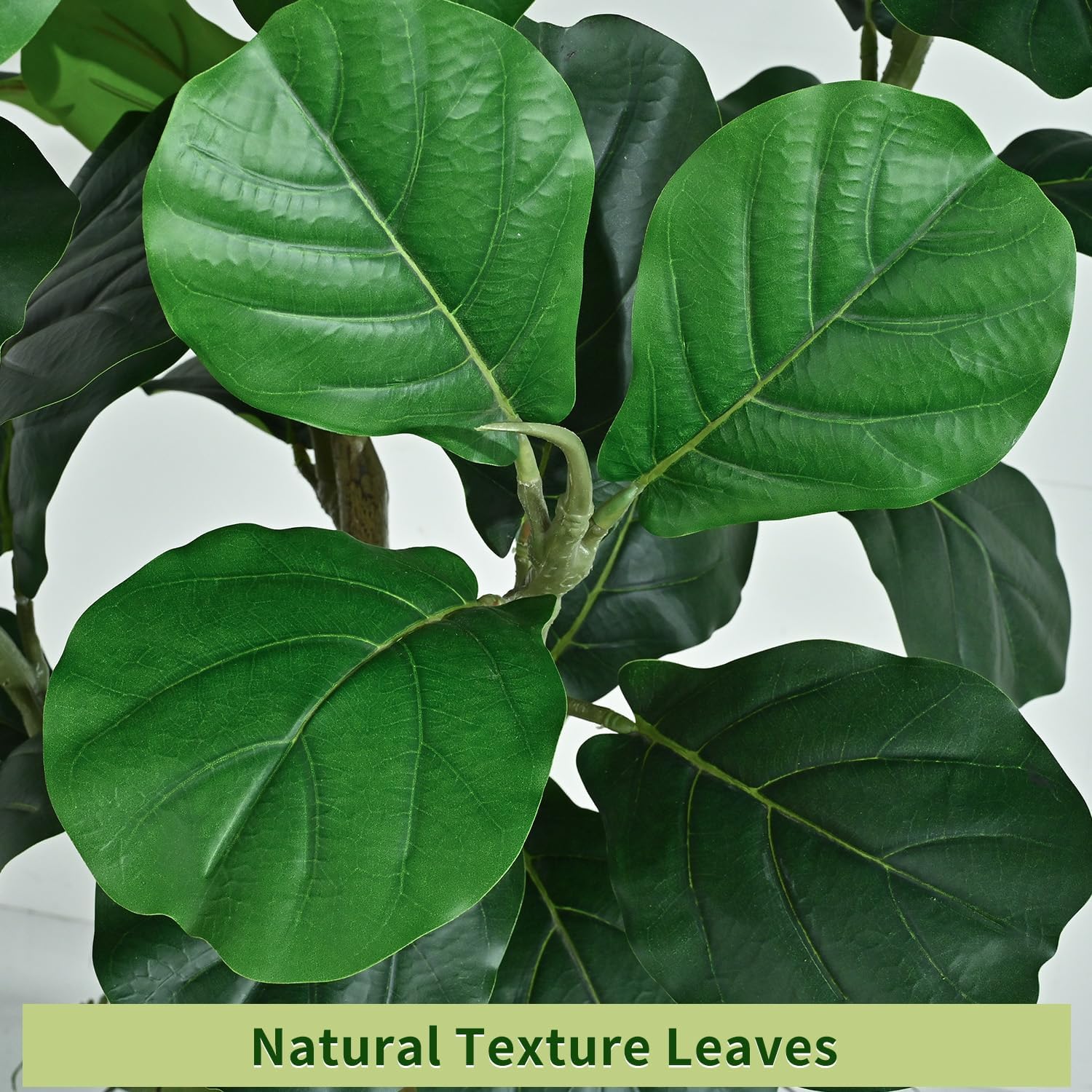 6FT Artificial Fiddle Leaf Fig Tree, Faux Fig Tree with White Planter Filled with Greenery & Fixed Tray for Stability, Sturdy Trunk & Lifelike Leaves Artificial Fake Tree for Home Office Indoor Decor