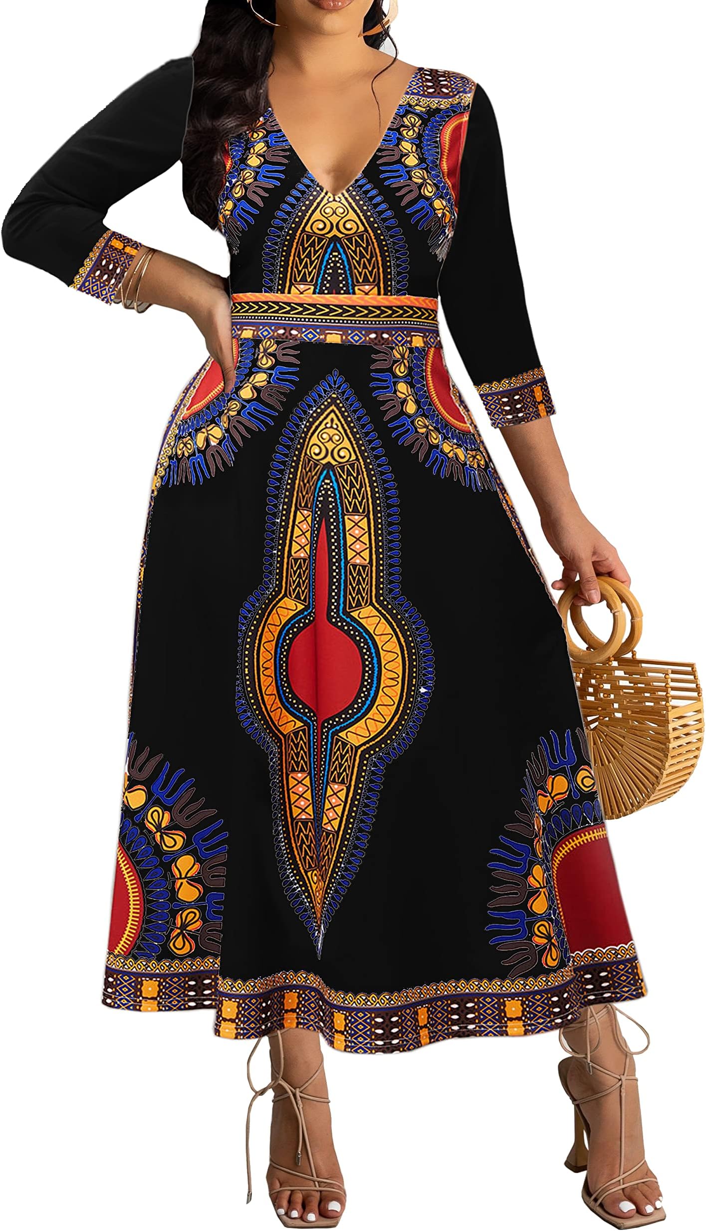 BttupCasual Long Maxi Dresses for Women Elegant Flowy Cocktail Tropical Dress Clubwear Party Outfits