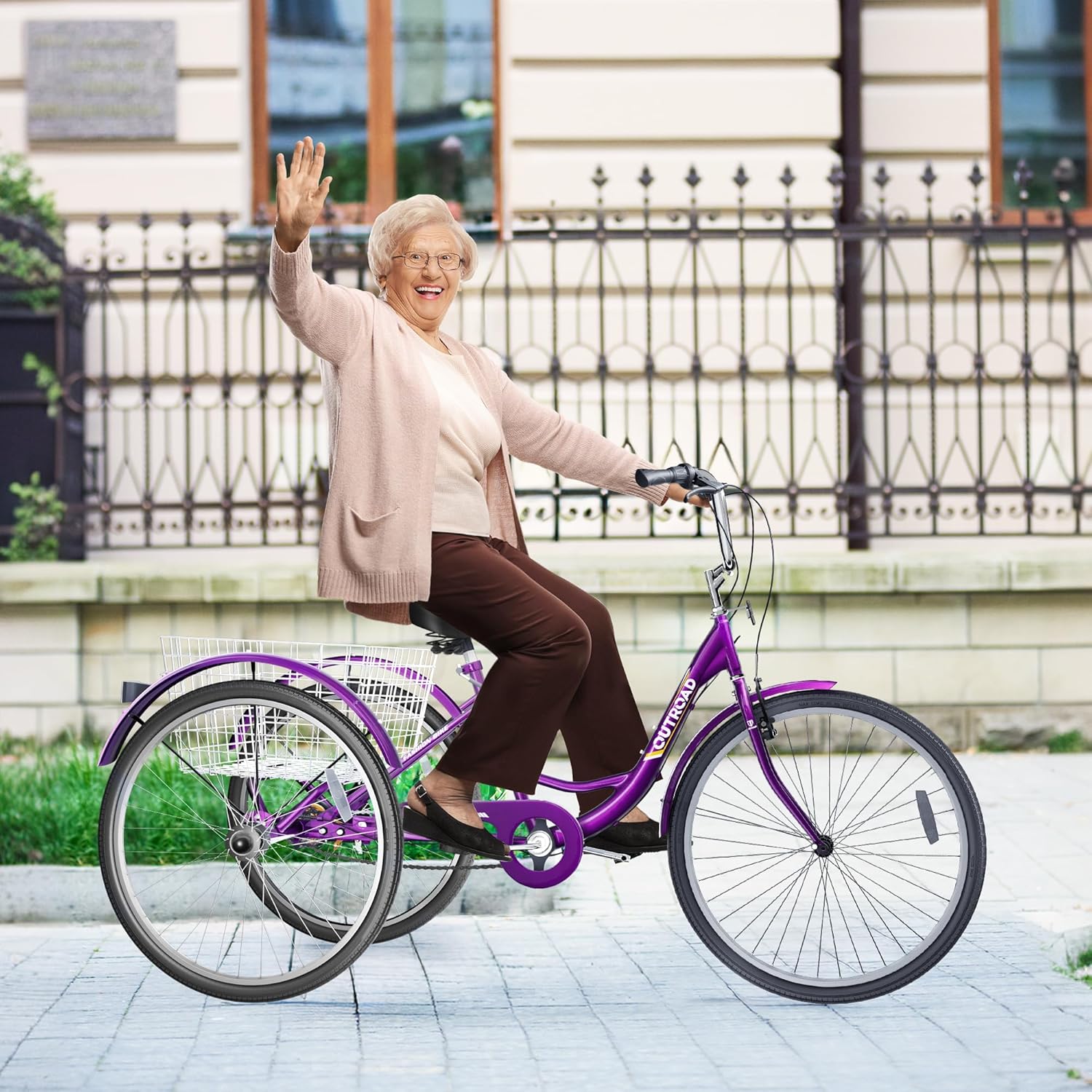 Betterland 1 Speed Adult Tricycle, 24/26-Inch Adult Trikes with Basket for Seniors, Stable 3-Wheel Cruise Bicycle for Shopping, Beach and City, 3 Wheel Bikes for Men, Women, 3 Colors
