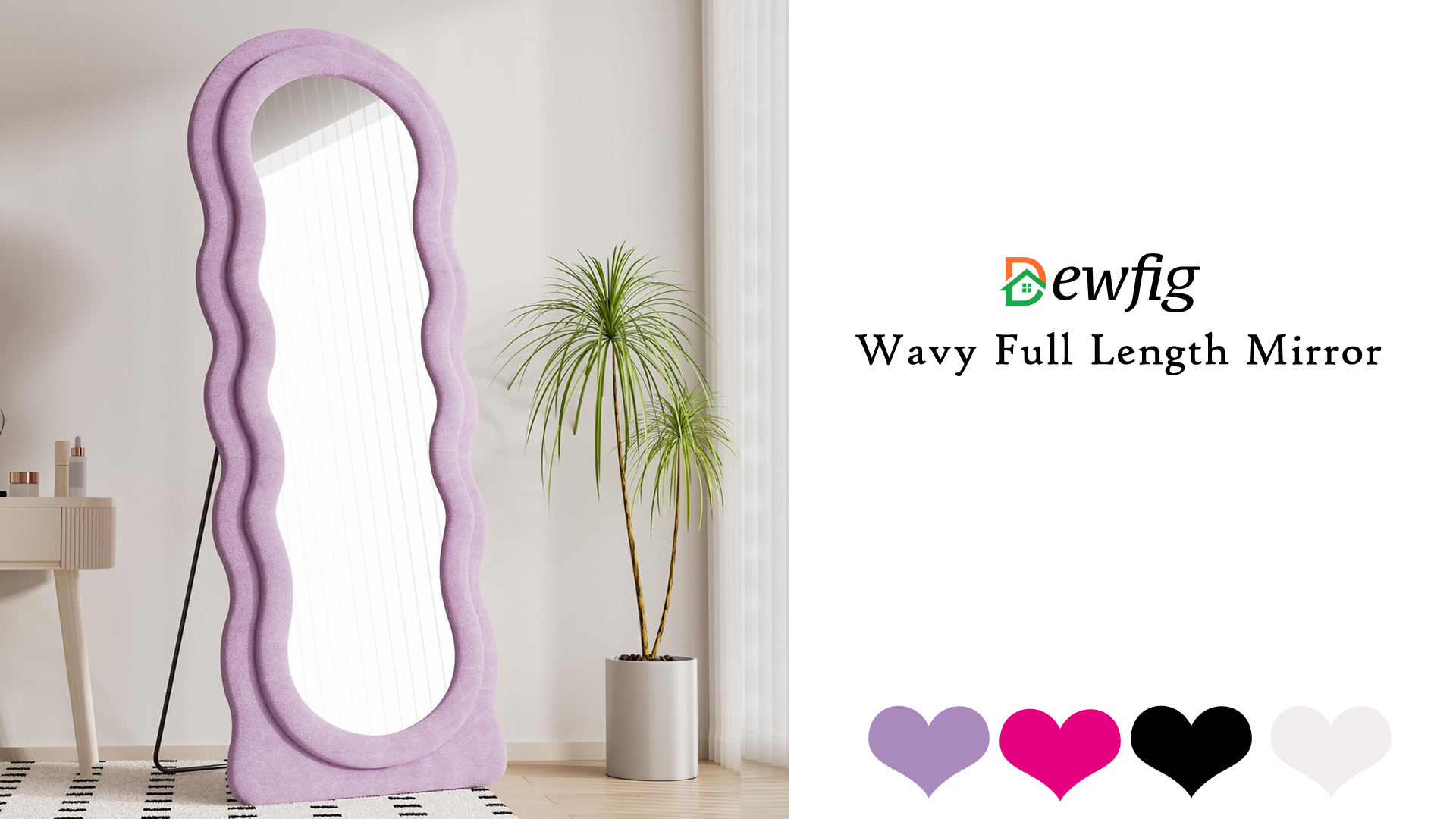 Amazon.com: Dewfig Wavy Full Length Mirror with Stand, 63