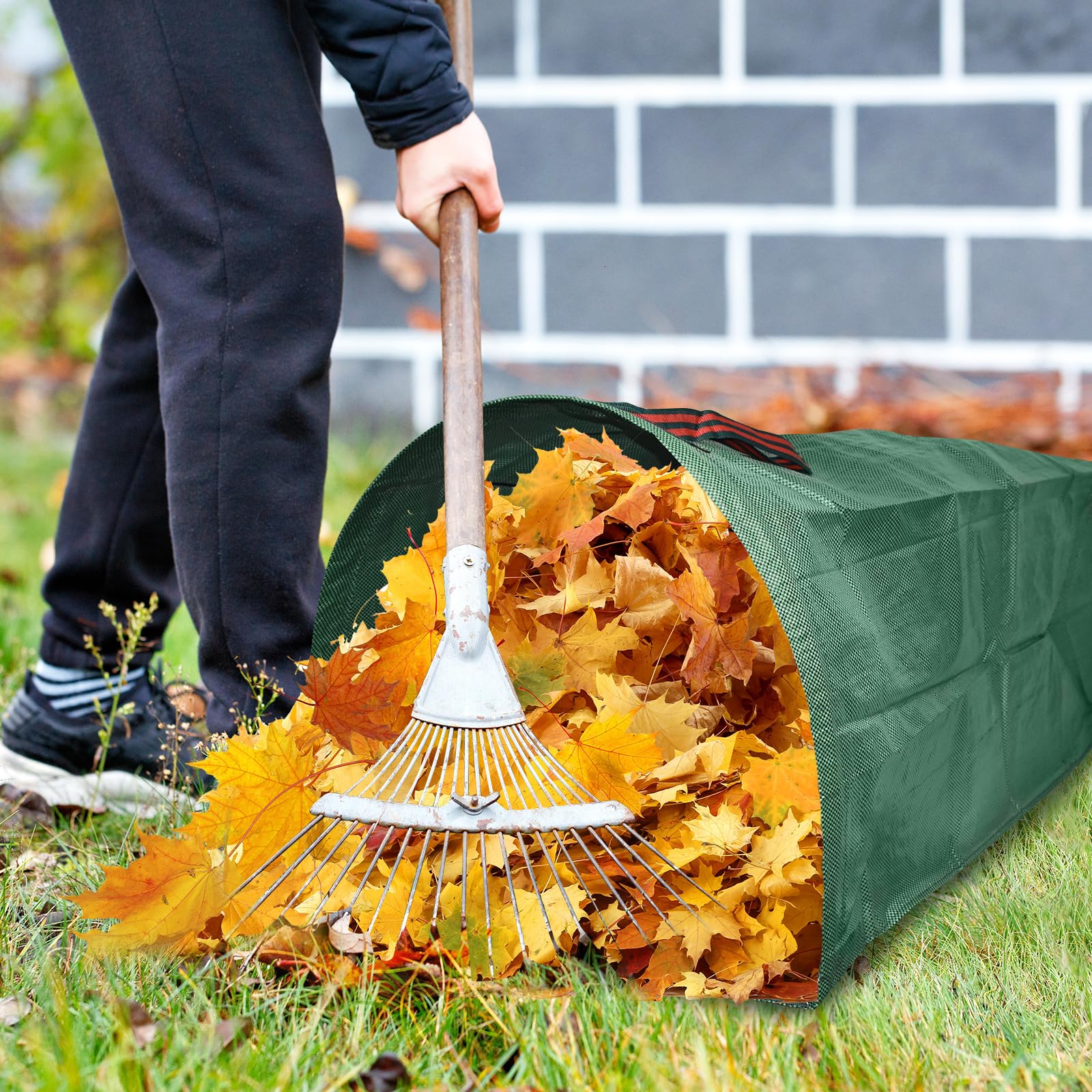 2x120L Bolsa de Basura de Jardín con Asas y Tapa, Basura Reutilizable Sacos de Jardín, Independiente y Plegable, Bolsas de Jardín para Recoger Plantas, Residuos y Hojas (no ajustable)