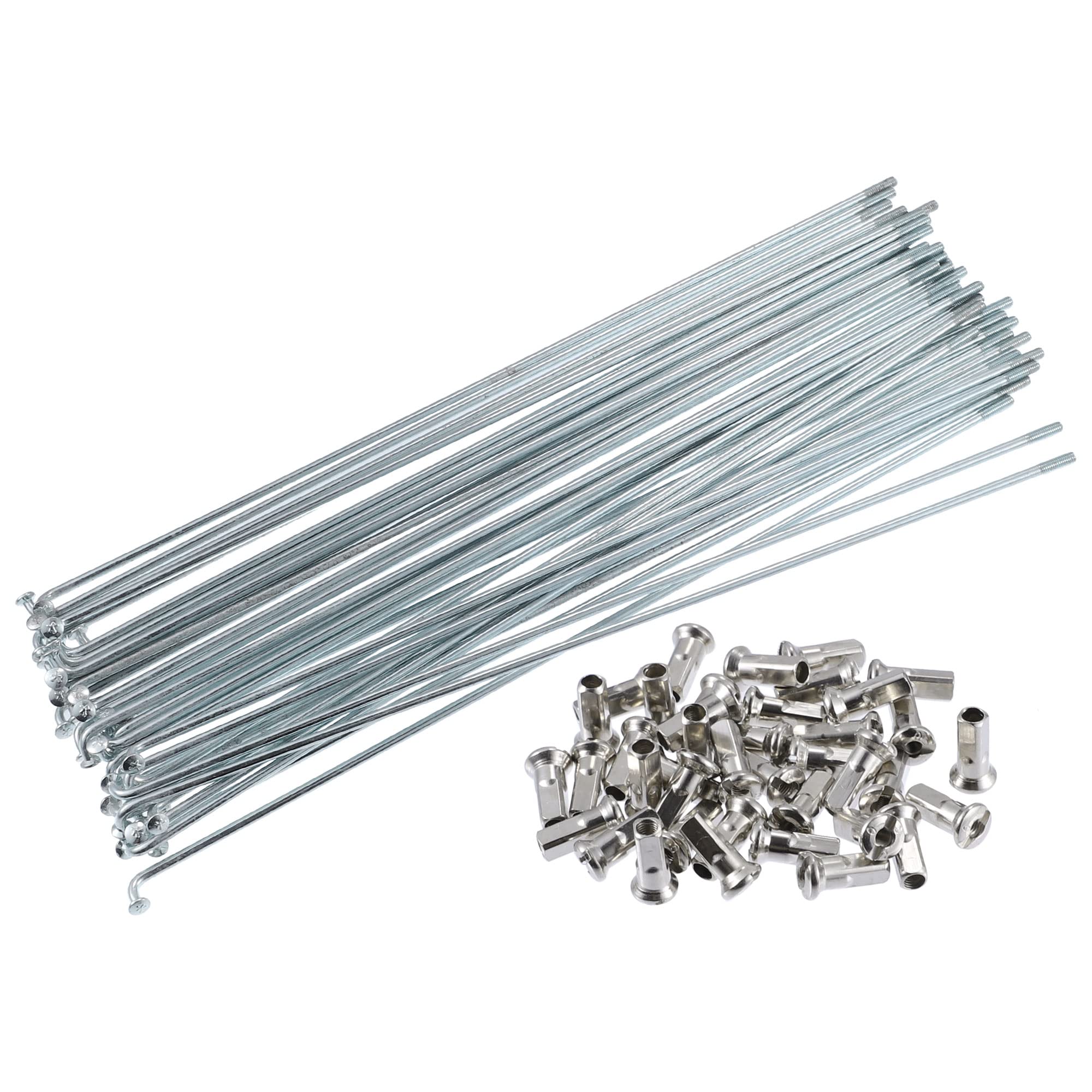 X AUTOHAUX 40pcs Bicycle Carbon Steel Spokes 12G Bike Spoke 239mm Length with Nipples for Most Bicycle Silver Tone