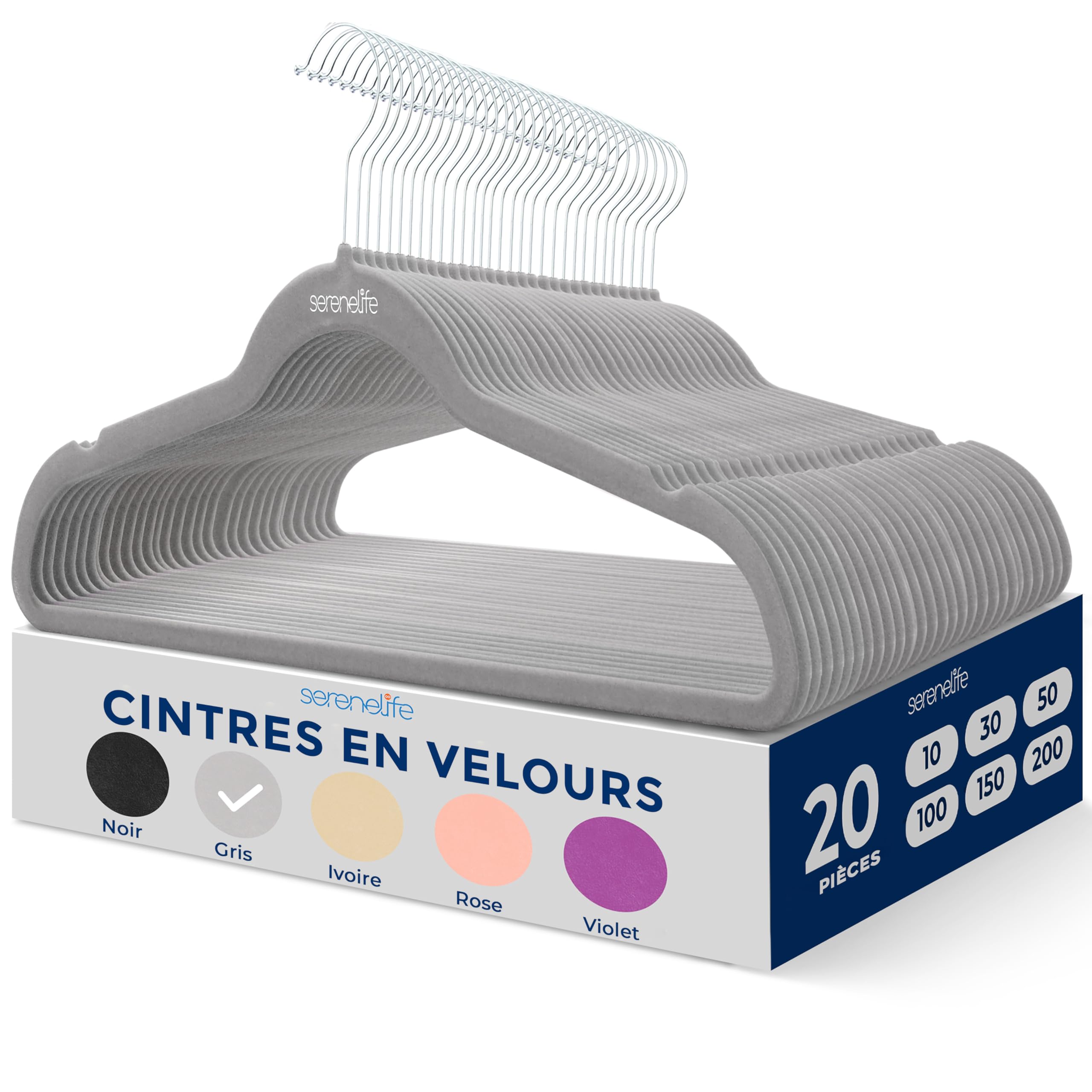 Cintres robustes SereneLife en velours 4.5kg max pour vêtements soignés