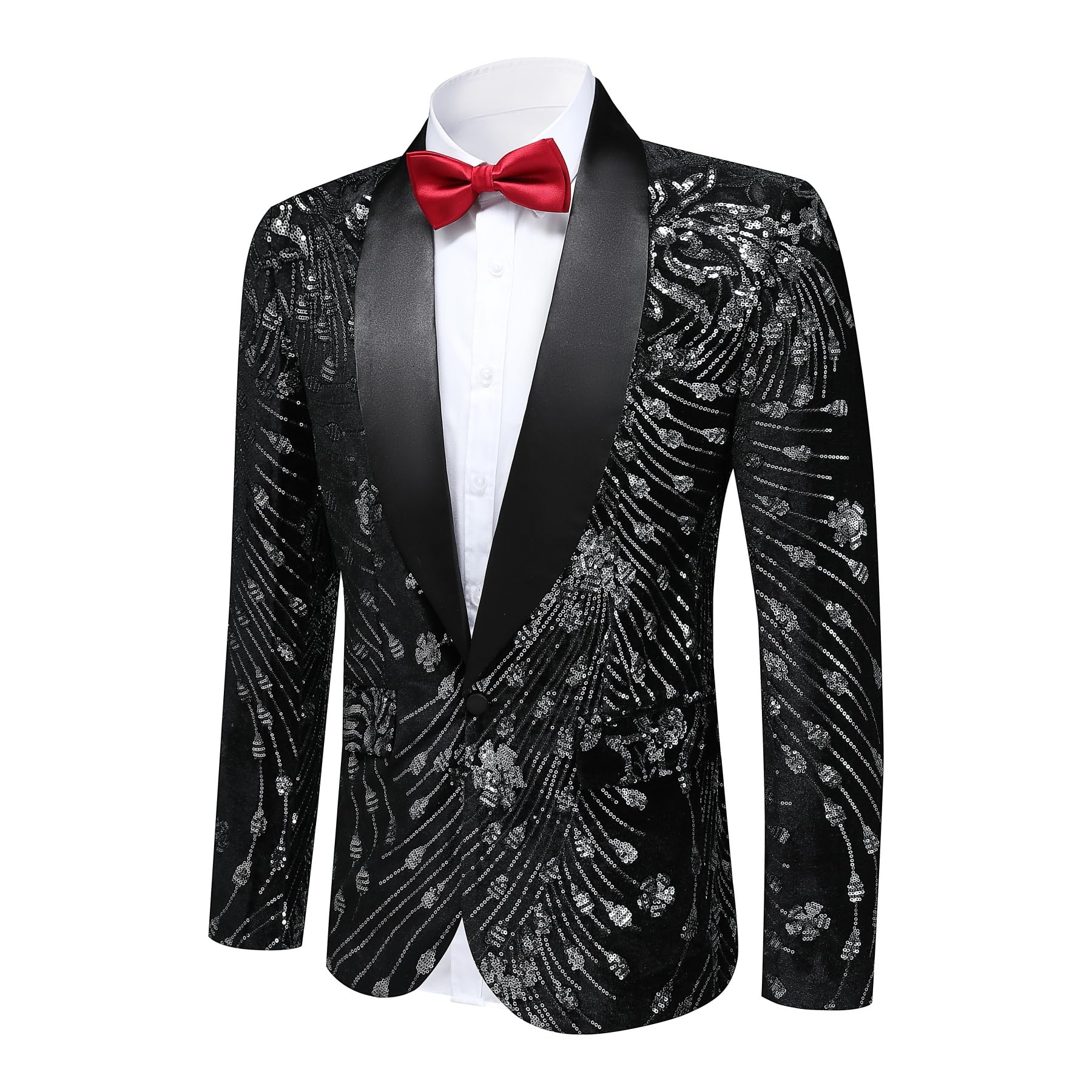 YFFUSHI Blazer da Uomo con Paillettes Giacca da Abito di Lusso Slim Fit Giacca da Smoking Scintillante Eleganti Festa
