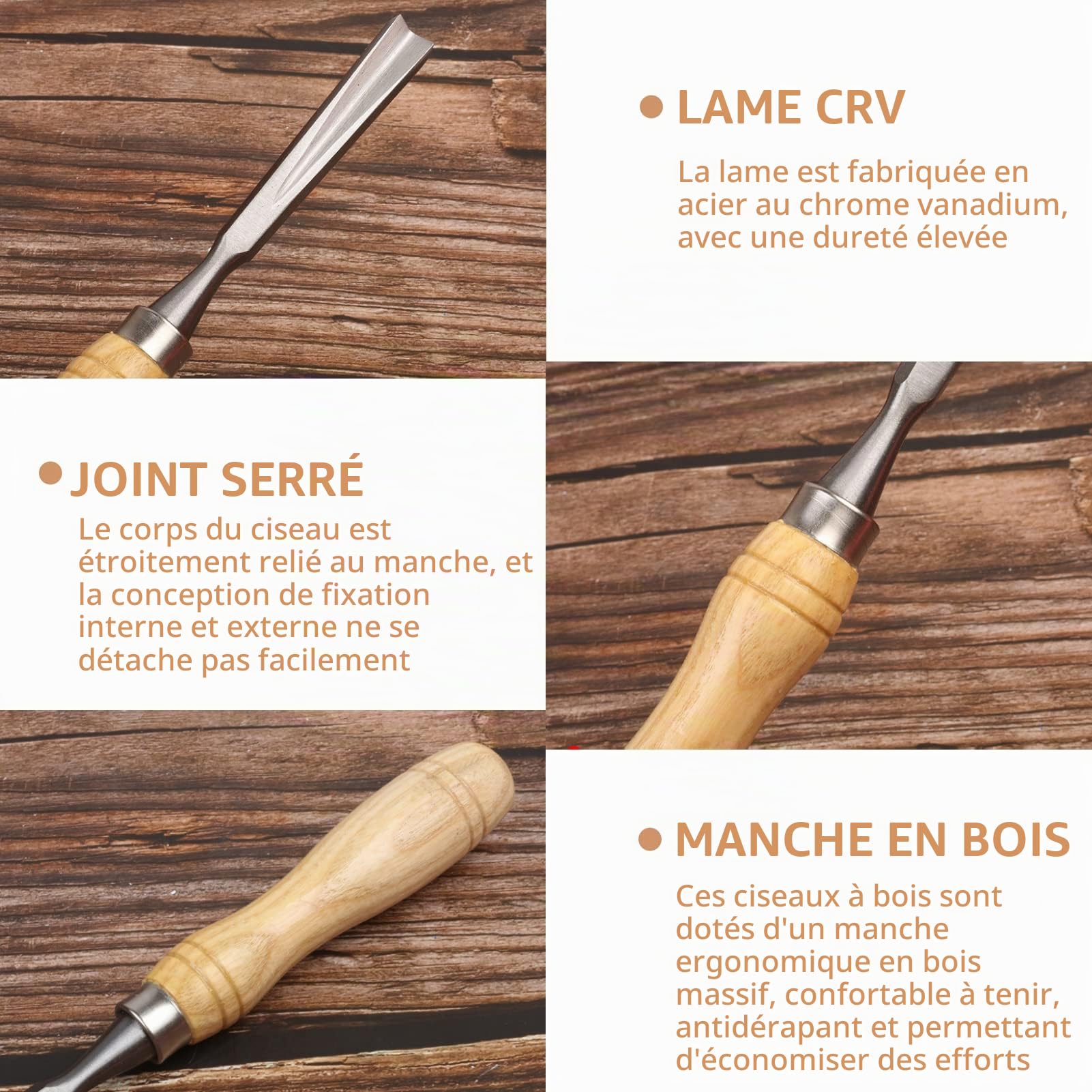 Outils de Sculpture sur Bois 12 Pièces, Kit de Sculpture sur Bois avec Boîte de Rangement en Bois, Outils de Sculpture sur Bois à Lame CRV pour Cuillère, Bol, Tasse, Travail du Bois