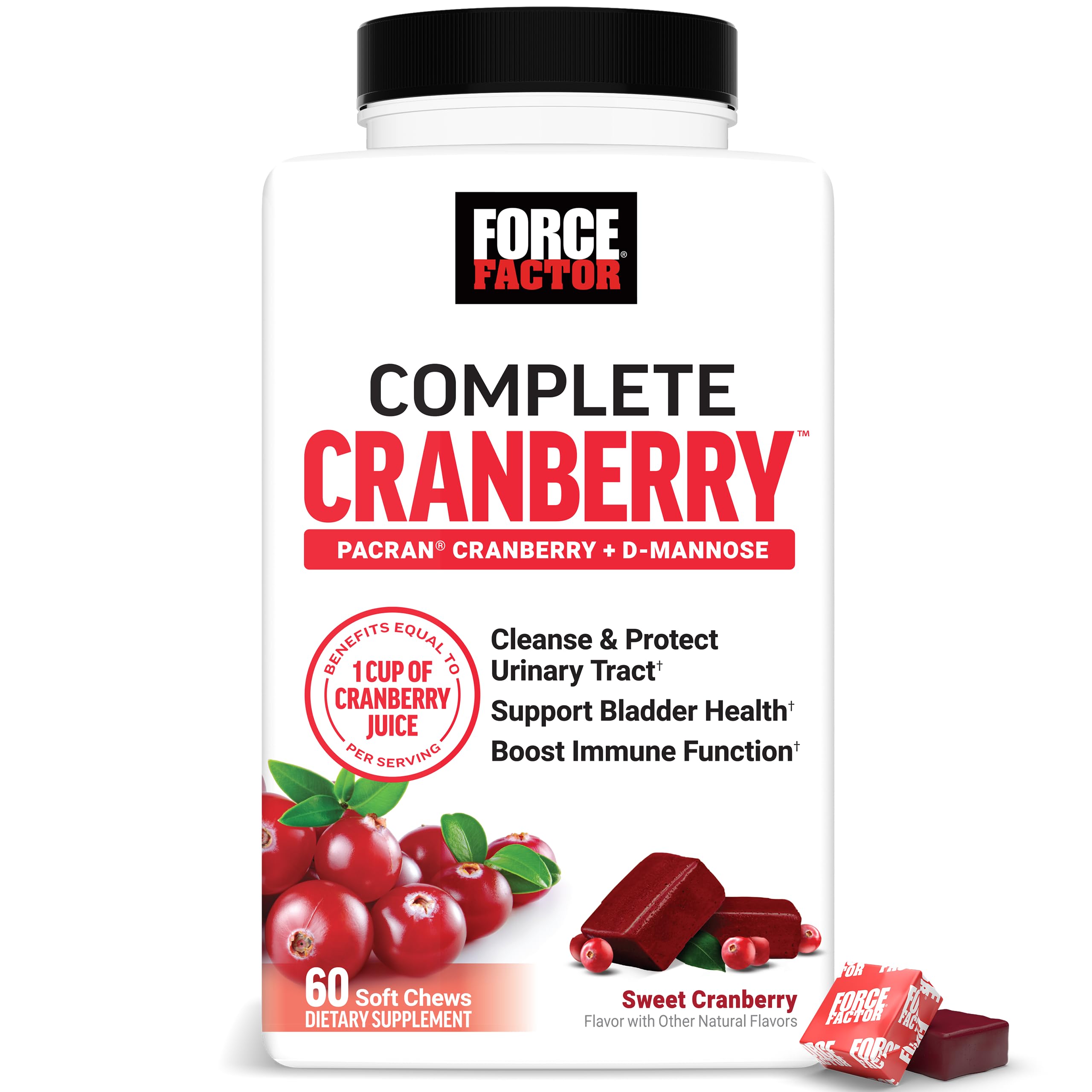Force Factor Complete Cranberry Supplement with D Mannose 60 Count (Pack of 1)