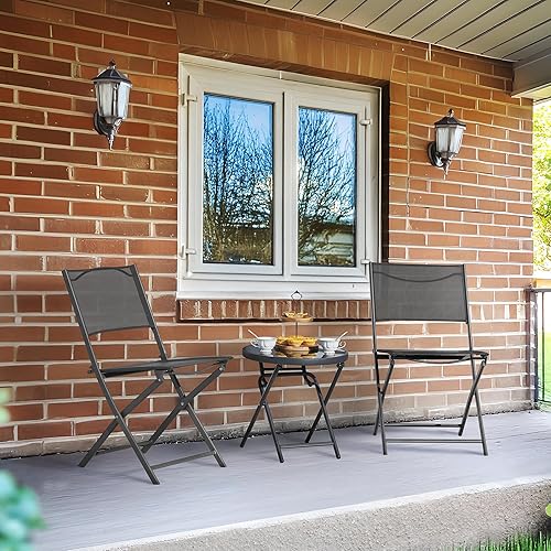 Miniatura 6 de Yaheetech Texteline - Paquete de 4 sillas plegables para exteriores, silla ligera portátil, gran capacidad de peso con marco de acero, cómoda silla