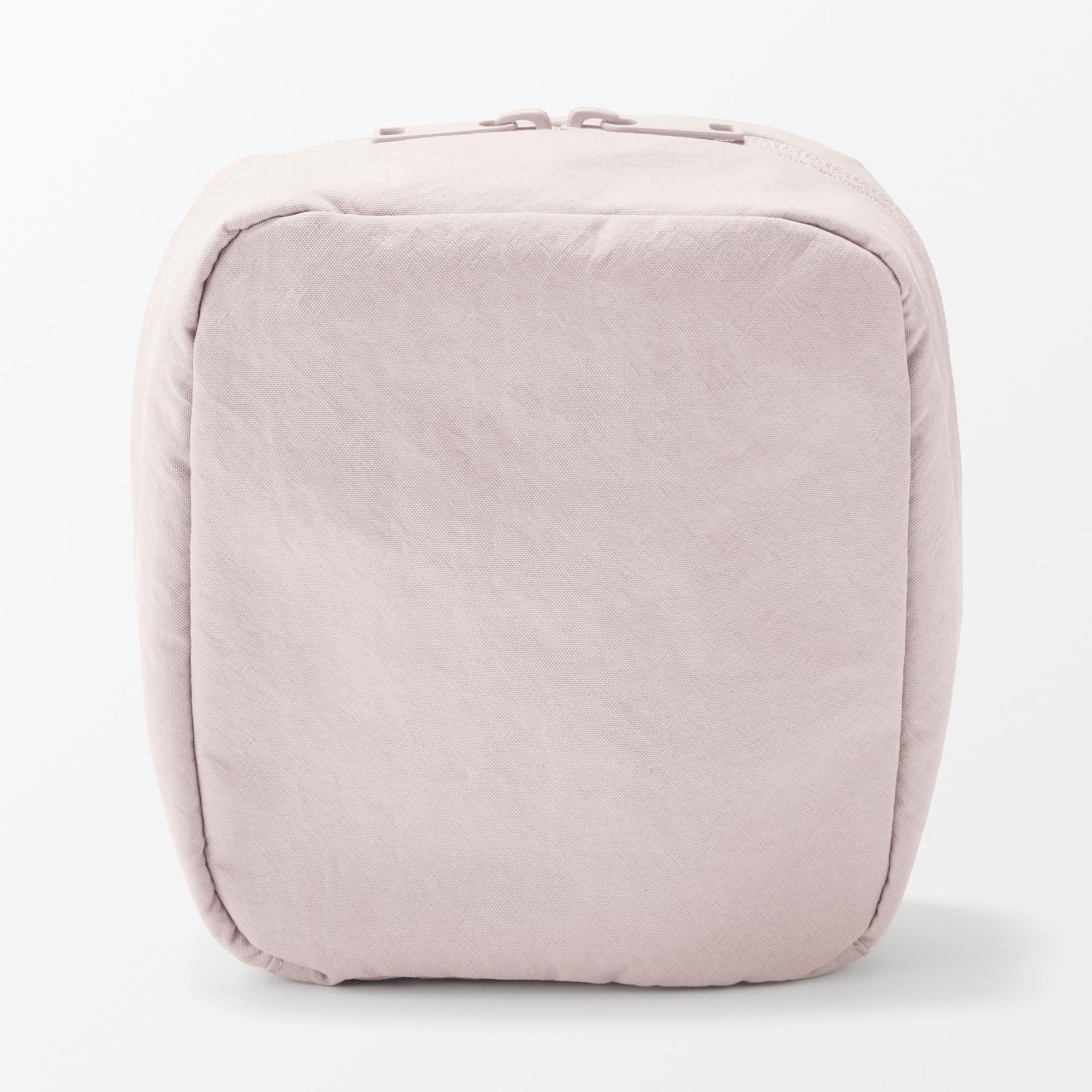 MUJI 84475870 Wrinkle Nylon Wide Open Square Pouch, rosa, ca. 14 x 16 x 6 cm