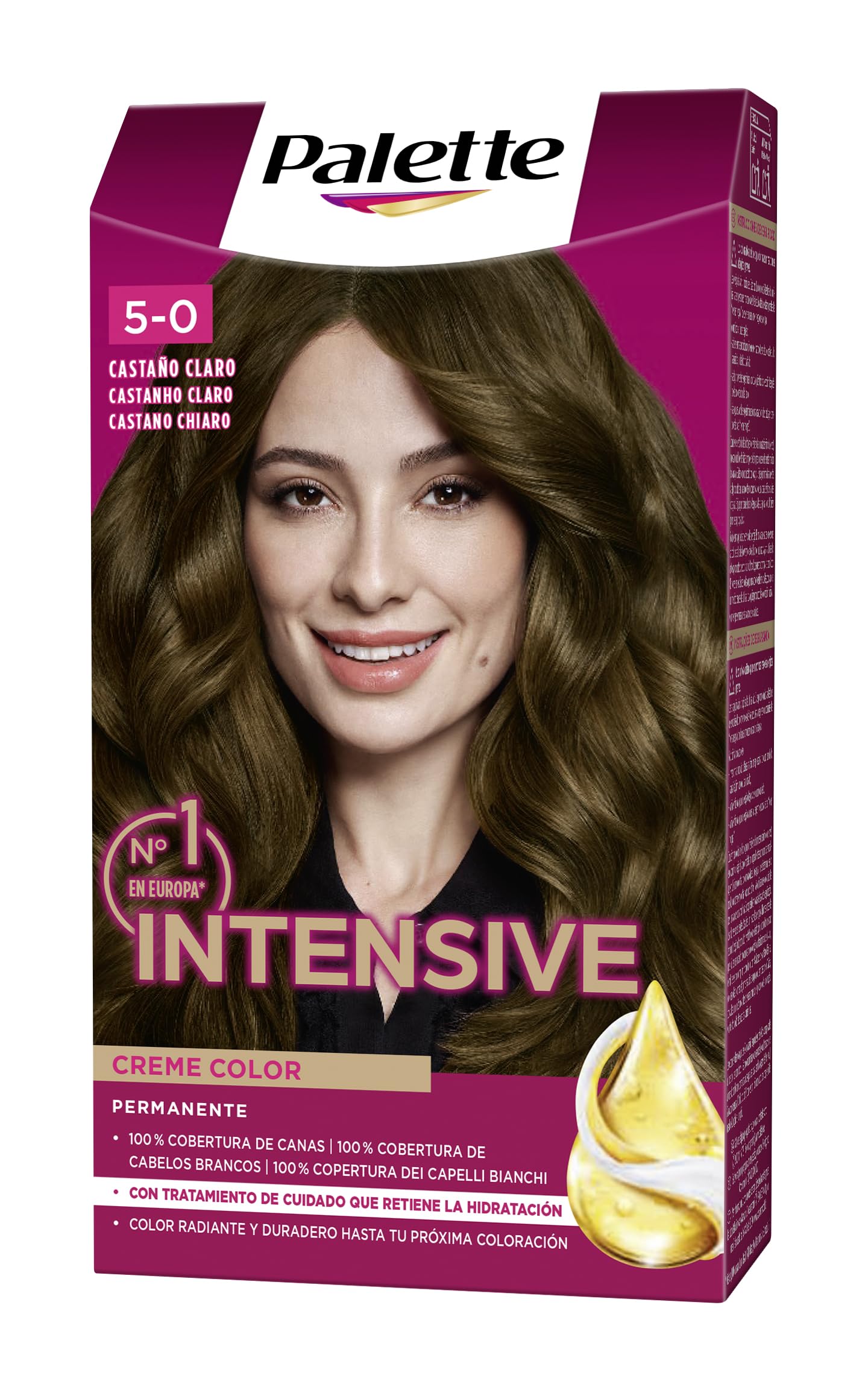 Schwarzkopf Palette Intensive Creme Color, Coloración Permanente de Cuidado con Aceite de Marula, Óptima Cobertura de Canas, Color Duradero, Palette Icc 5 Castaño Claro, 172.5 Mililitros