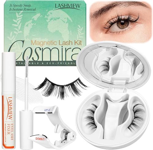 LASHVIEW Upgrade Soft Magnetic Eyelashes with Applicator, Reusable Soft Magnetic Lashes Natural Look, No Glue Needed,Comfort& Convenient Portable All-in-One Box (RCY48)