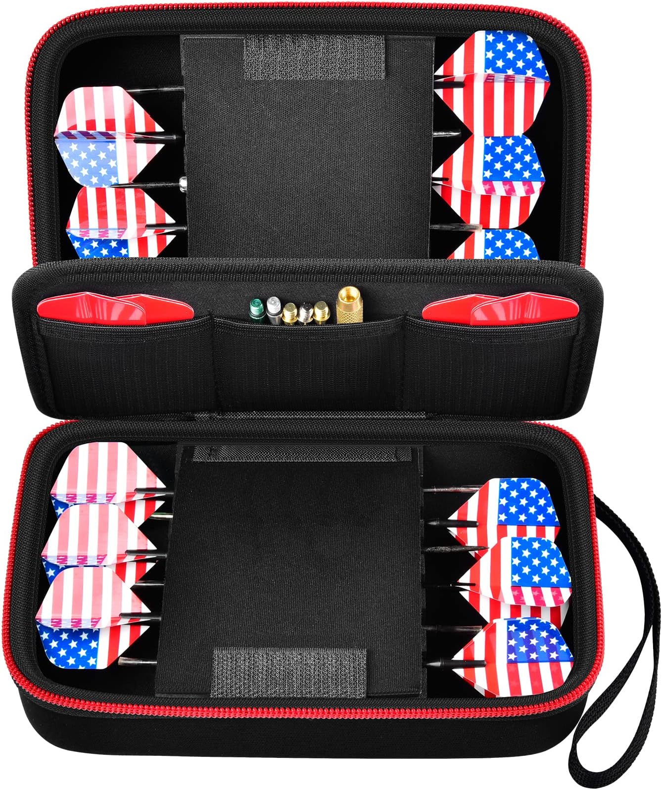 ALKOO Dart Case Holder Bag for 12 pcs Steel and Soft Tip Darts Set, Storage Organizer Holds 12 Darts and Tips, Shafts and Flights Accessories (Cases Only) (Red, Holds 12 darts)