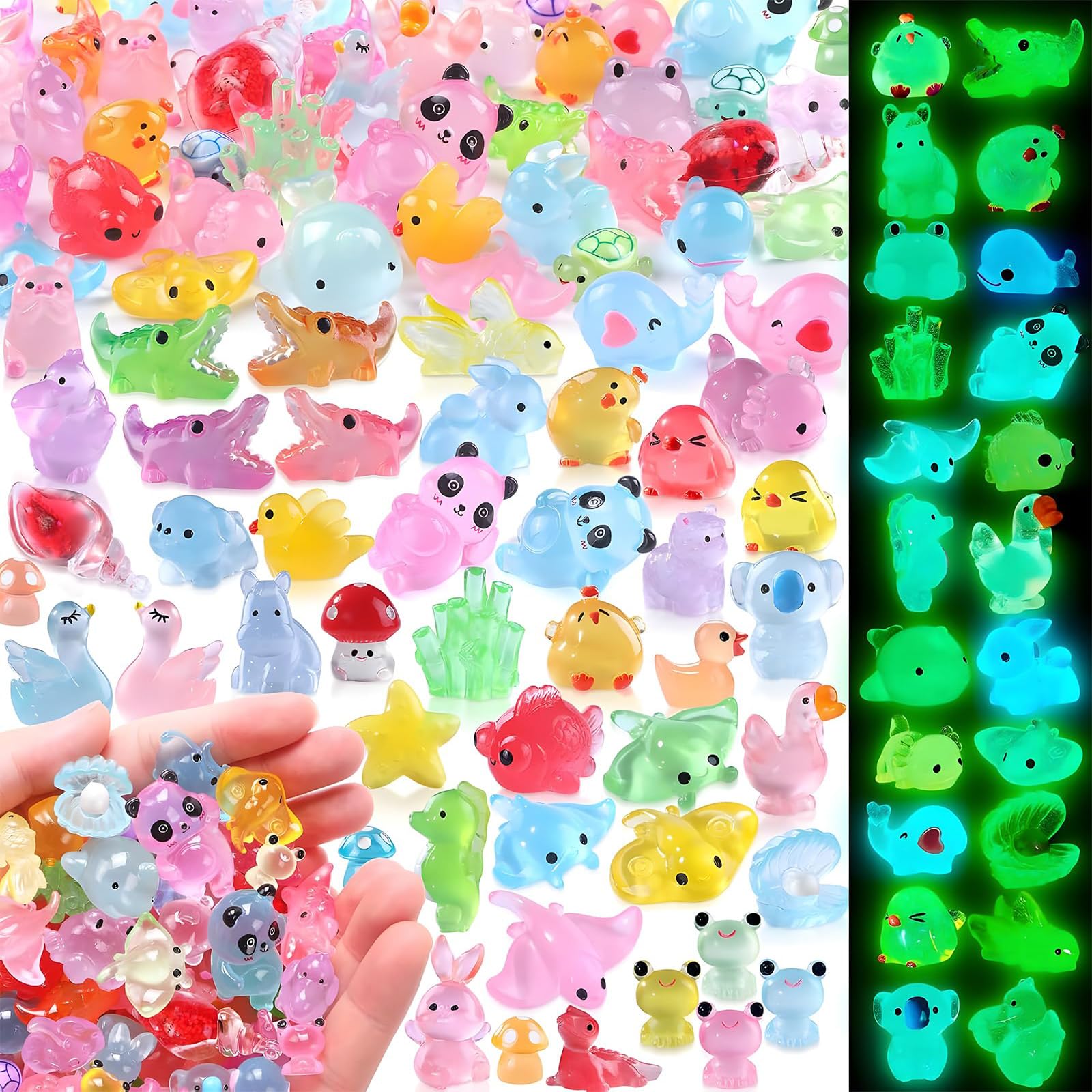 BdelrinQue 50 Pcs Miniature Toys, Garden Decoration Items Outdoor, Glow in The Dark Mini Resin Animal, Color and Animal Style Random Mini Figures, Miniature Decorative Items for Party Gifts-image-31