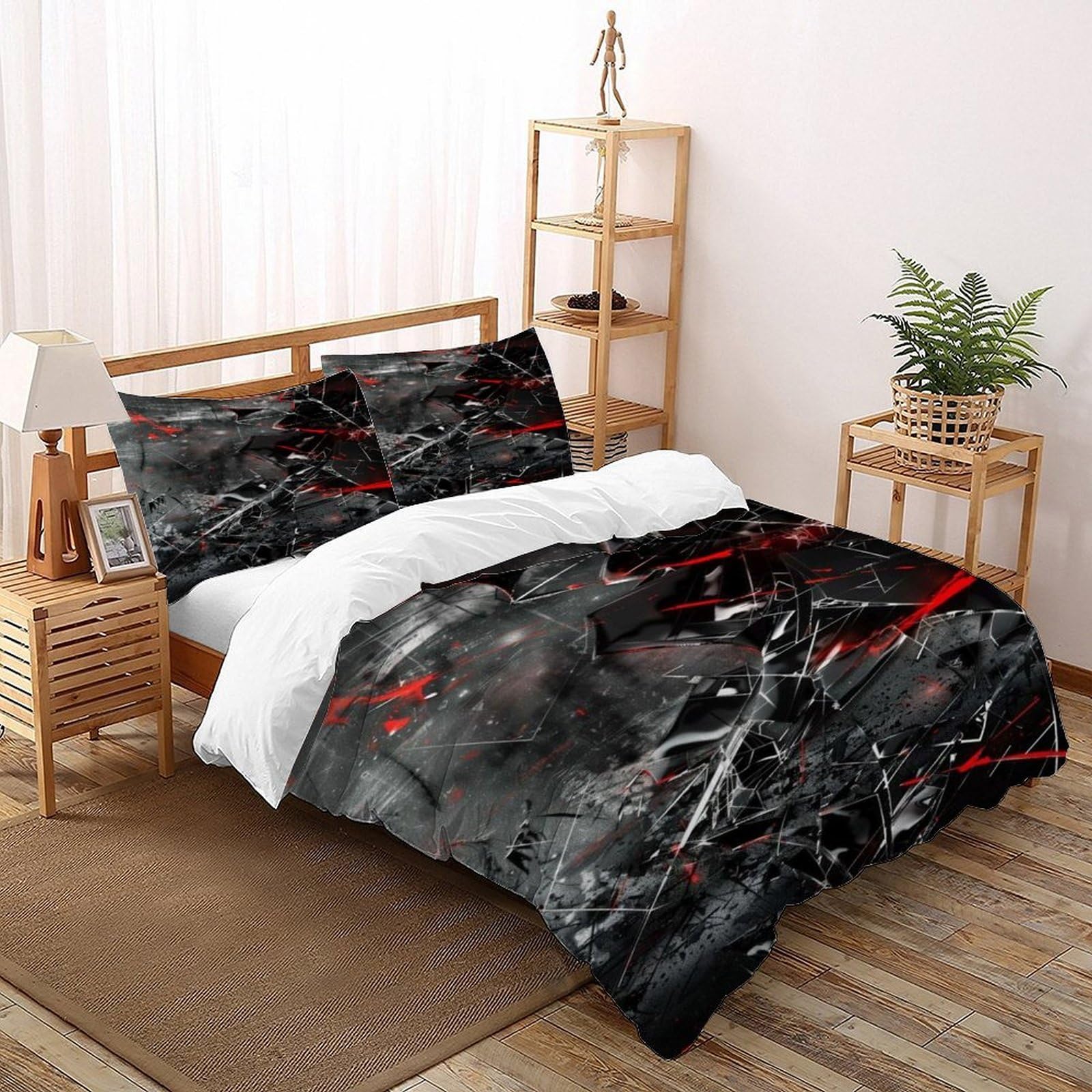 Parure de lit microfibre rouge 200x200cm anti-plis pour un lit double toujours impeccable