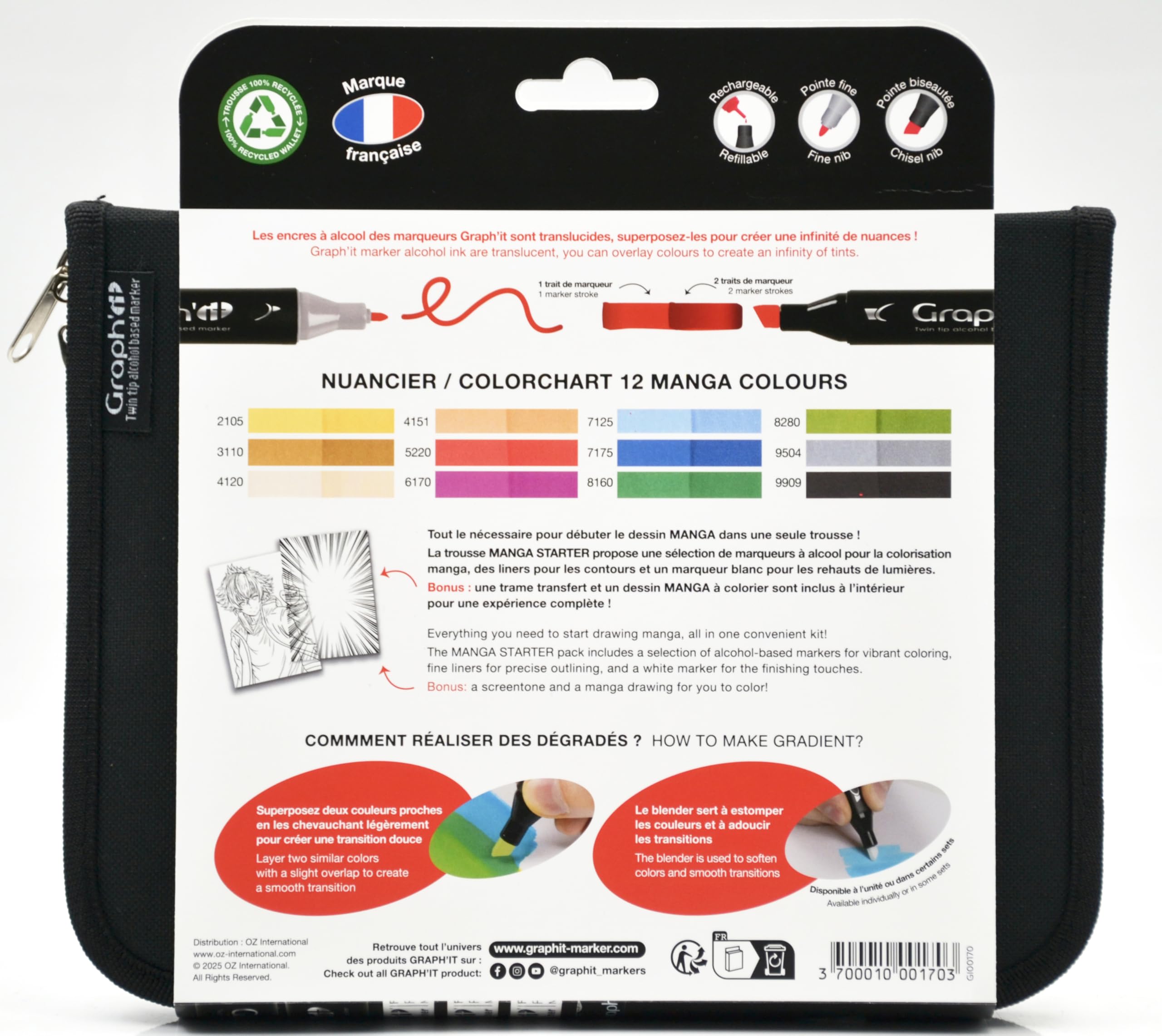 Set Graph'it Brush - Marqueurs à Alcool Double Pointe Et Présentoir - 96 Feutres - Feutre