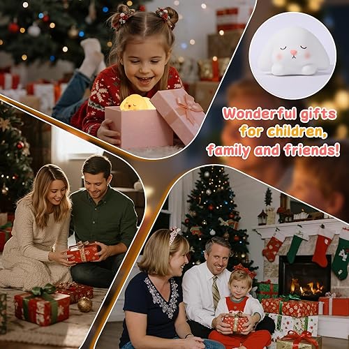 Miniatura 23 de Tremdwoto Luz nocturna de gato para niños, bonita luz nocturna colorida para bebé, lámpara de luces de noche blanda de 3 horas, temporizador de 3