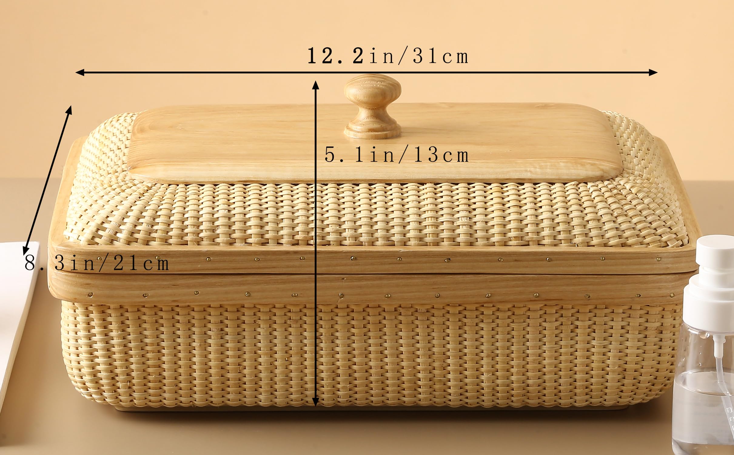 Amazon｜Teng Jin 長方形蓋付き ハンドメイド ナンタケットバスケット  