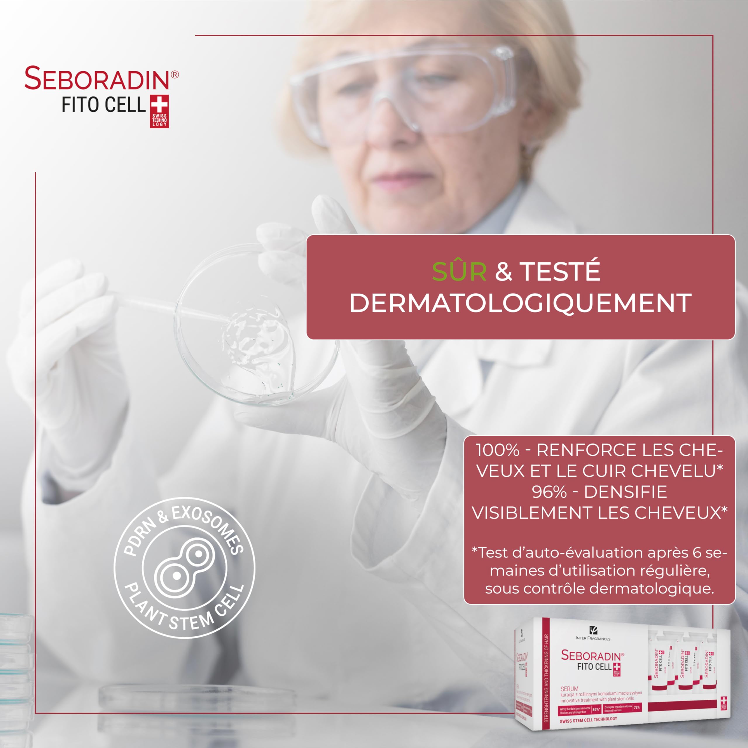 Seboradin, Sérum Fitocell anti-chute, garantissant la croissance des cheveux, cellules souches de technologie suisse Phytocelltec™ Malus Domestica, pour hommes et femmes