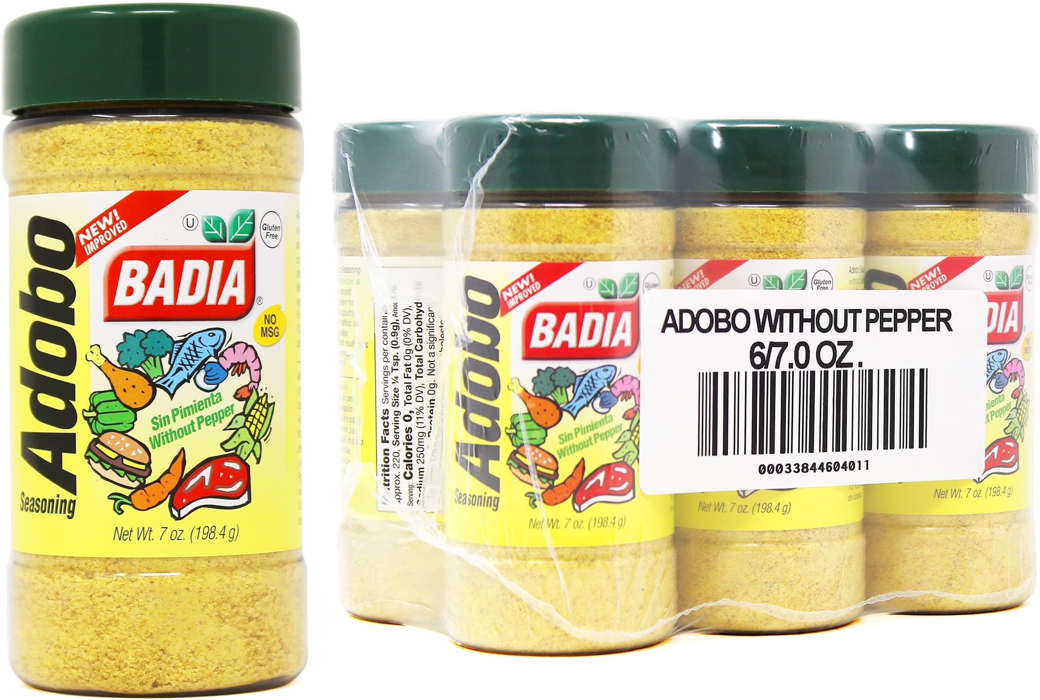 Badia Adobo Without Pepper, 7 Ounce (Pack of 6) Adobo