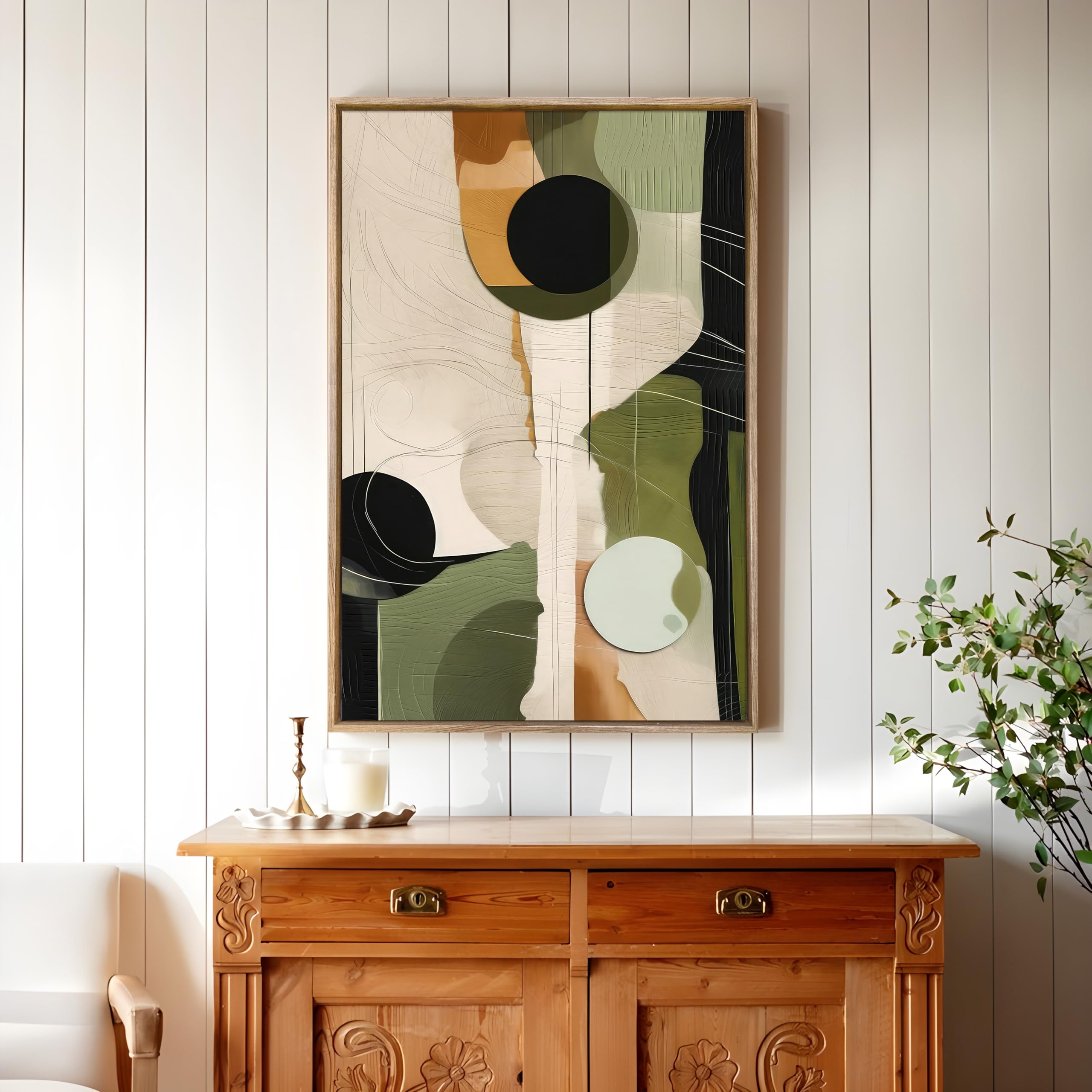 Abstract Geometric Canvas Painting - Beige, 23x35 Inch -1 Abstract Geometric Canvas Painting - Beige, 23x35 Inch -1