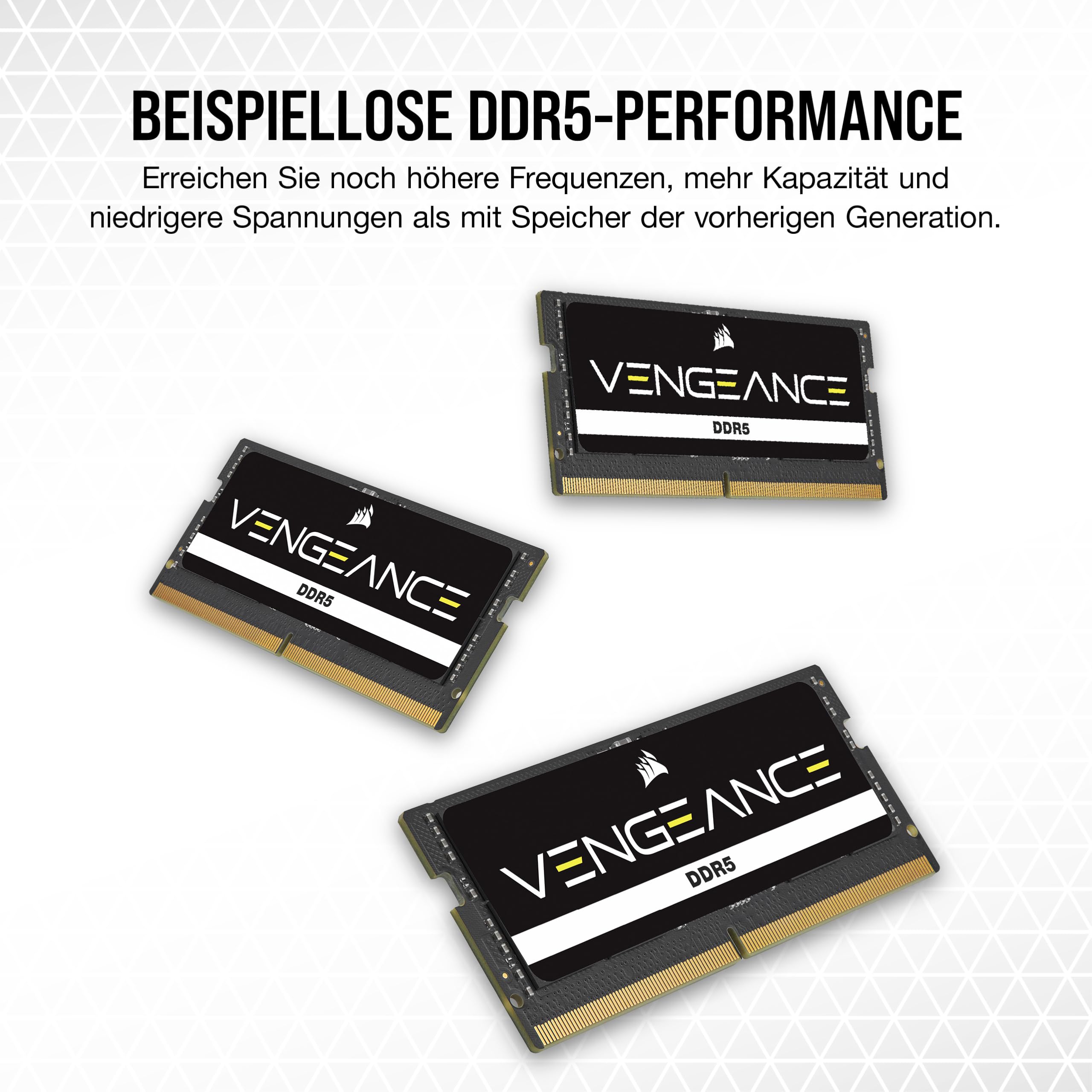 CORSAIR VENGEANCE SODIMM DDR5 RAM 32GB (2x16GB) Bis zu 5600MHz CL48-48-48-90 1.10V Intel XMP 3.0 Laptop-Speicher – Schwarz (CMSX32GX5M2A5600C48)