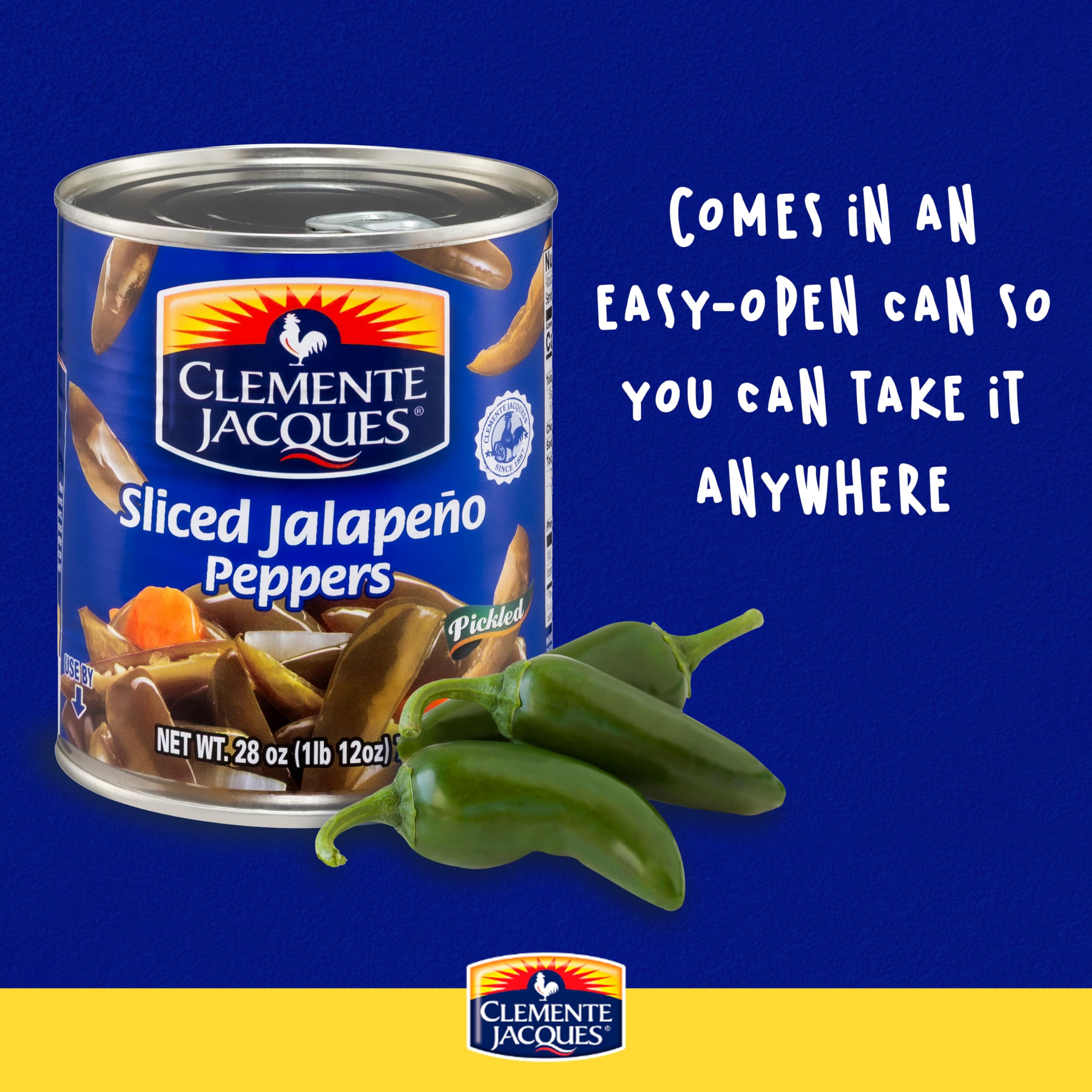 Clemente Jacques Sliced Jalapeño Peppers, 28 oz (Pack of 12)