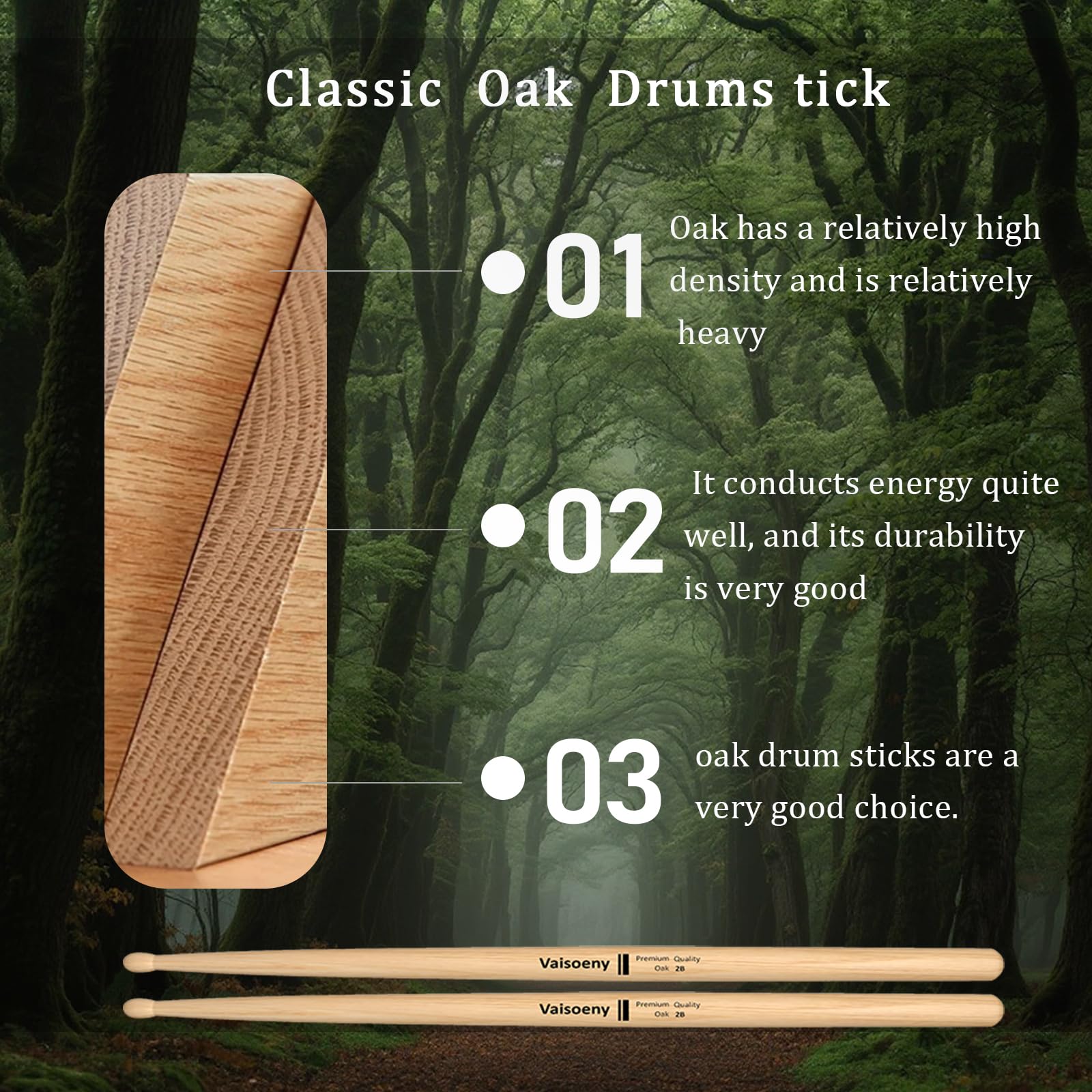 Bacchette per batteria, 2B, per adulti, 12 paia di bacchette classiche in legno di quercia per bambini, accessori professionali per strumenti musicali