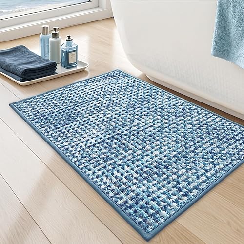 LUMI Tapetes para baño, tapetes de baño de felpilla suave antideslizante, absorbentes, de secado rápido, lavables a máquina, tapetes de baño para