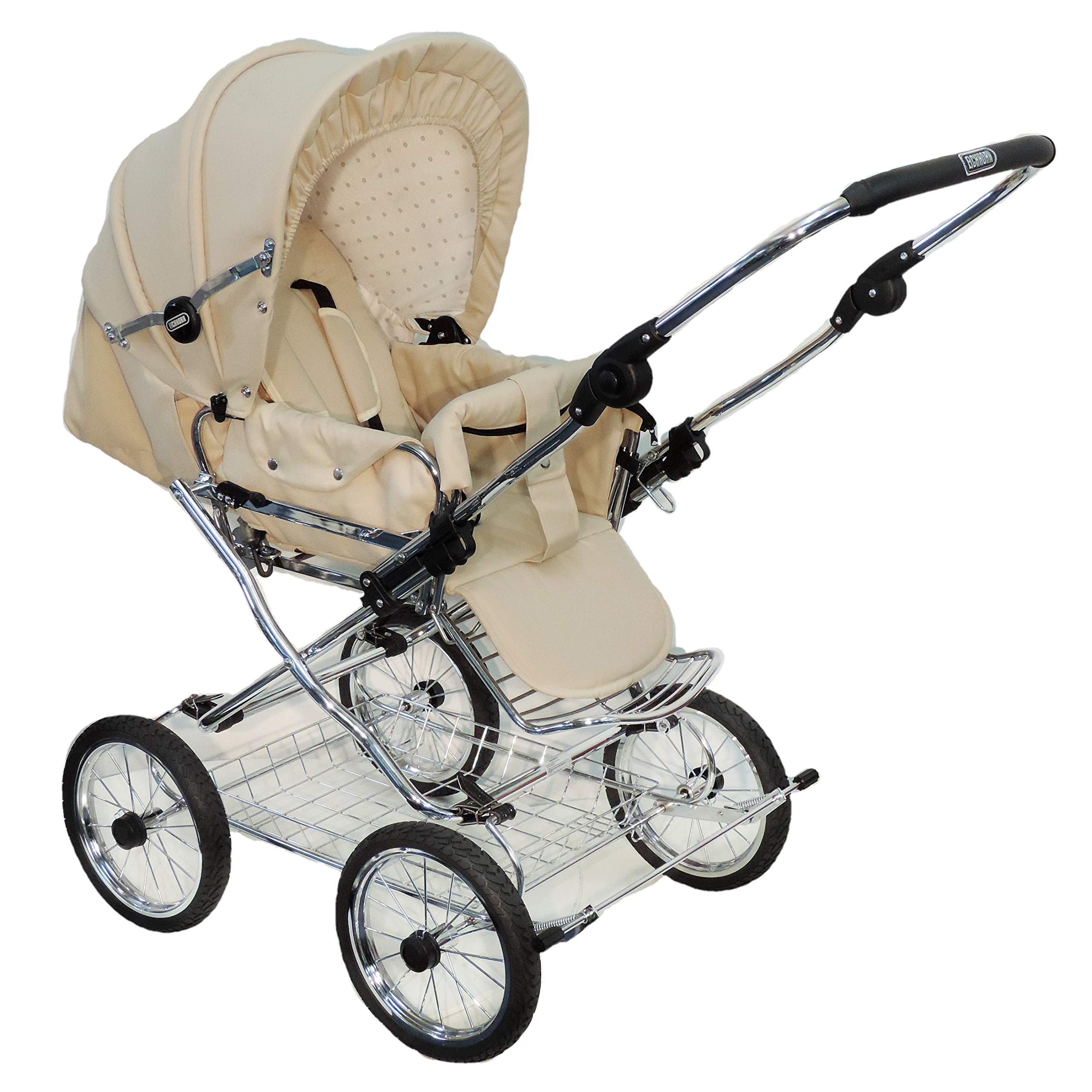 EICHHORN Kinderwagen Retro-Buggy Sportwagen mit Lederriemengestell und  Schieberhhenverstellung, Blickrichtung wechselbar, Stoff Beige (ECCO-Rad)  : Amazon.de: Baby