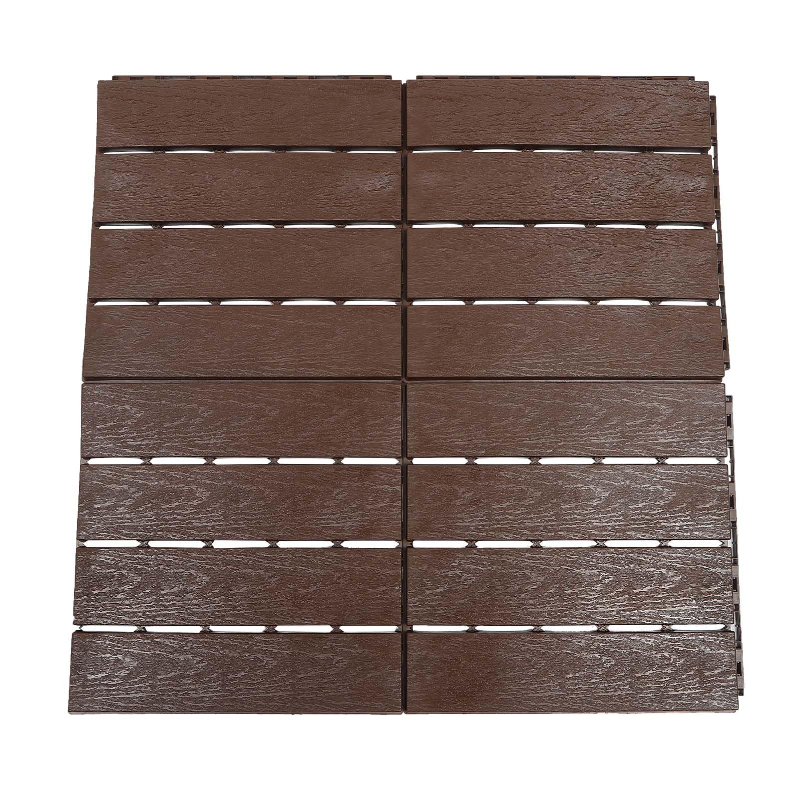Lot de 10 lames de terrasse en polypropylène composite, 30 x 30 cm, pour balcon et terrasses, dalles de sol WPC avec système à clic (10)