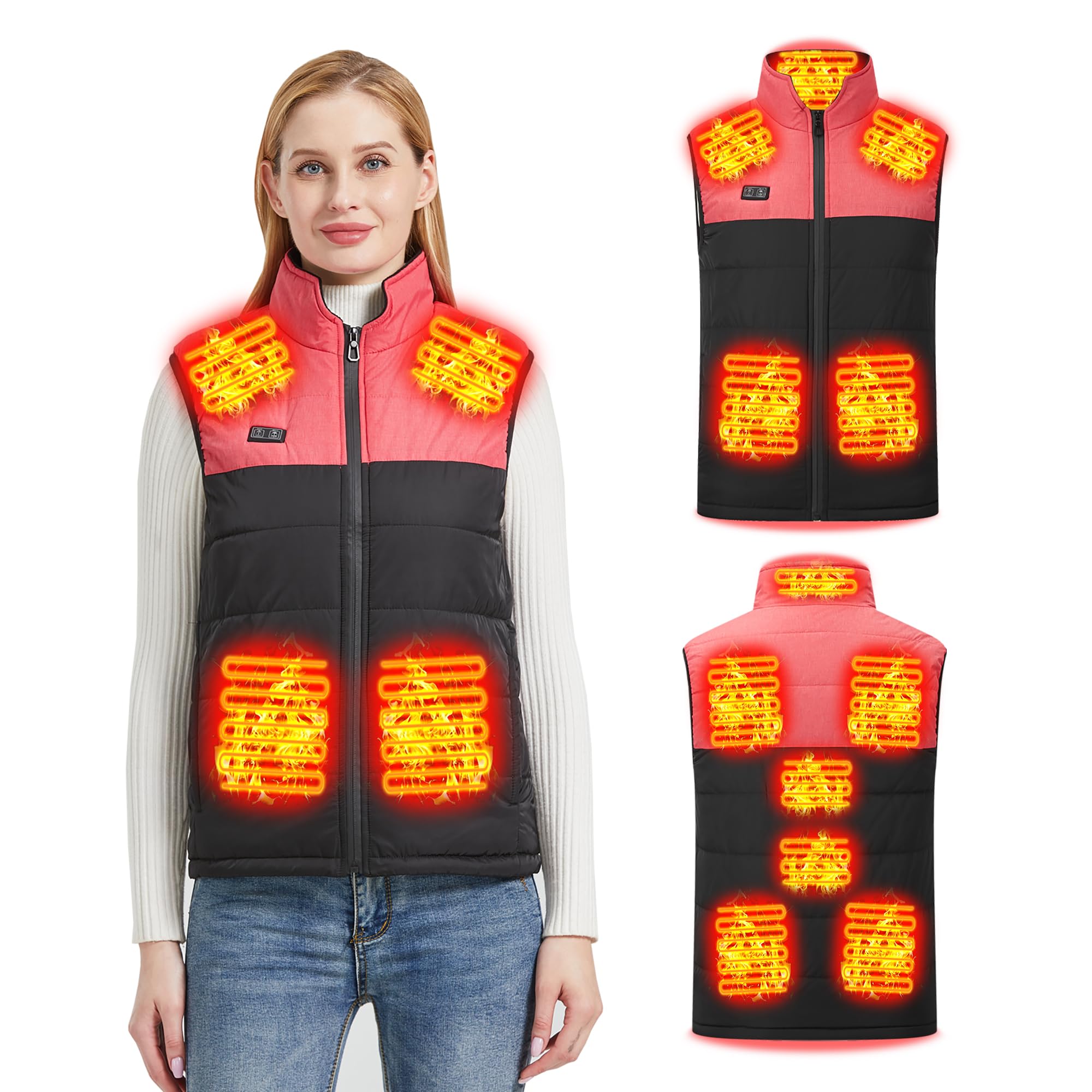 joyvio Heated Vests - Heated Body Warmer for Women/Men Heated Gilet, 3 Temperature Levels Electric Heating Jacket, Machine Washable Heated Waistcoat for Outdoors, Hiking (Excluded Power Pack)…
