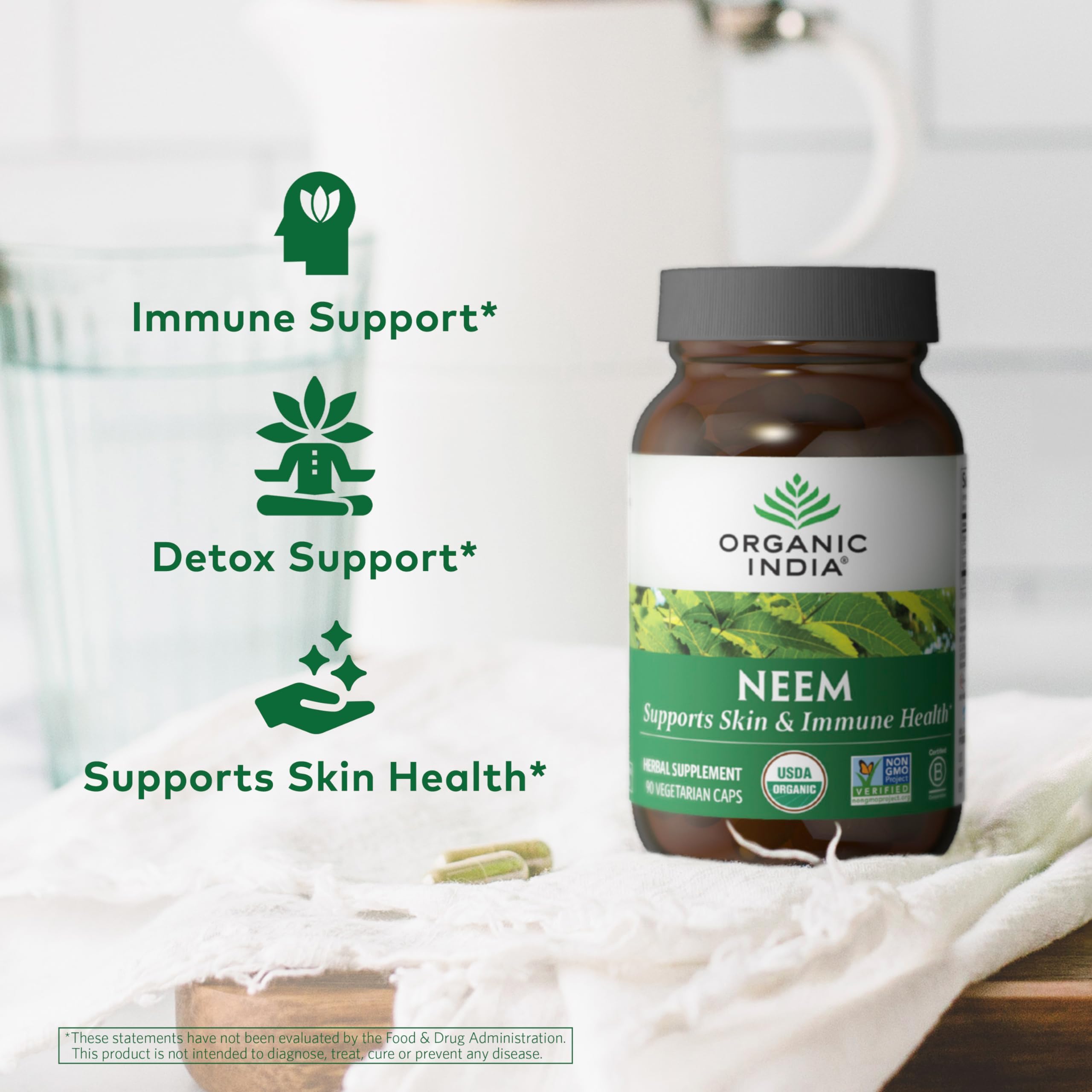 Gélules De Neem Bio 650mg - Santé Peau, Immunité Et Foie - Détox Naturel - 30/60/120 Capsules