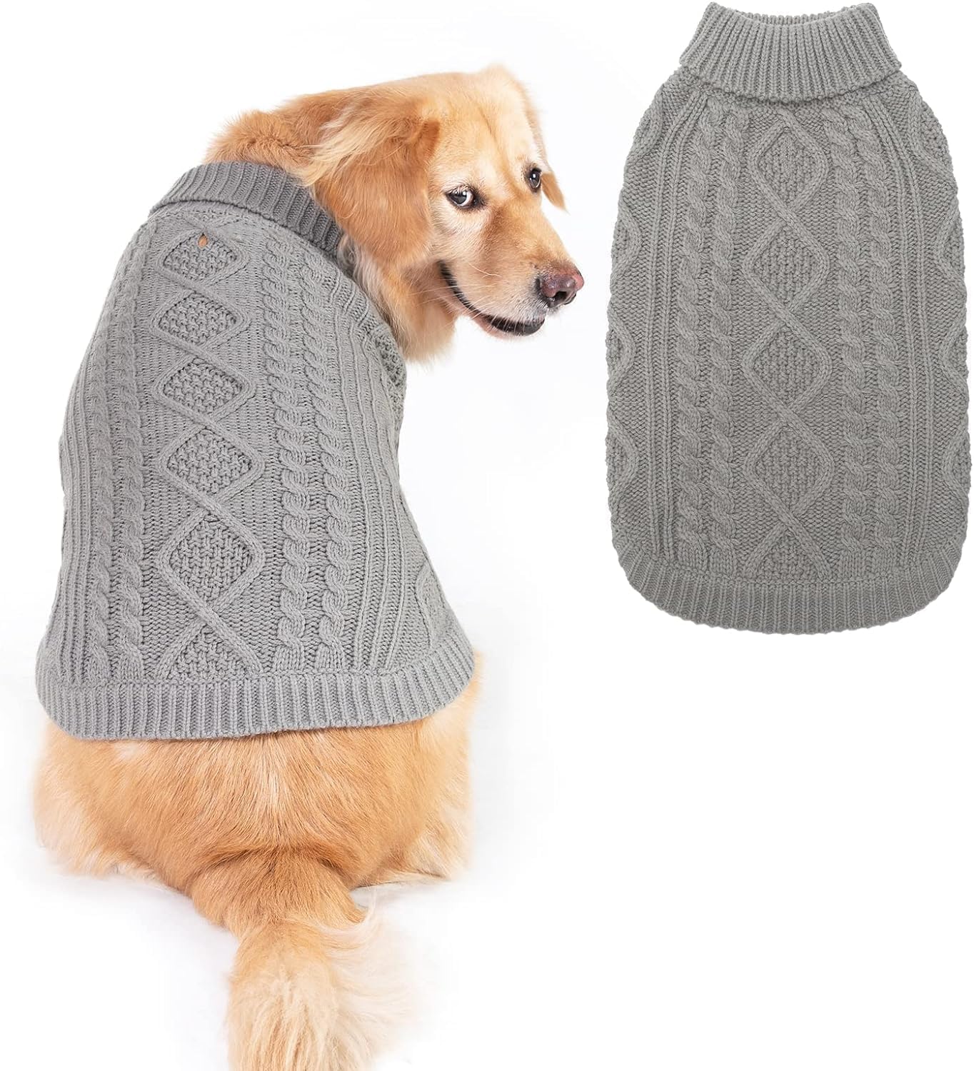 BINGPET Dog Sweater for Medium Large Dogs, Turtleneck Knitted Clothes