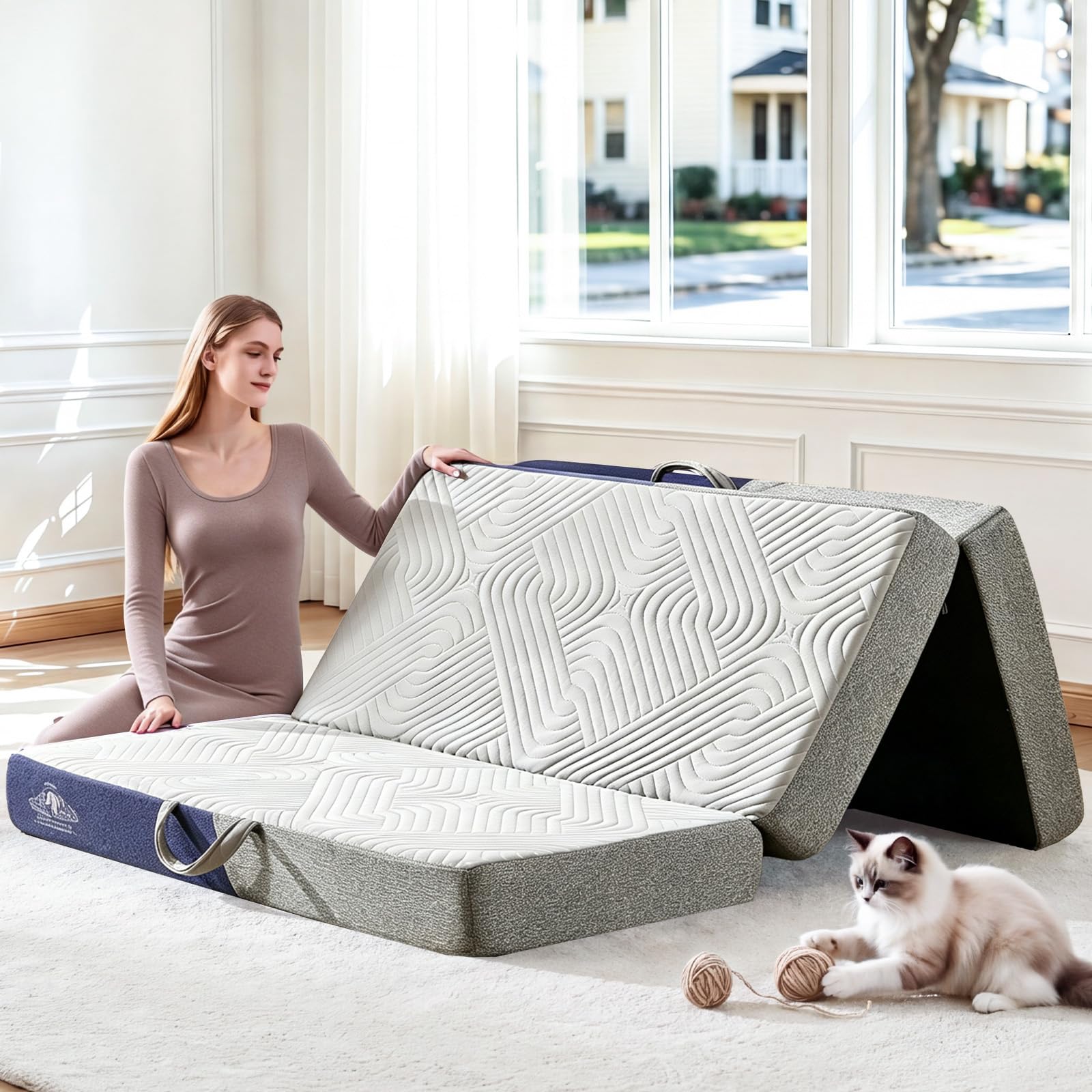 Lansteen Foldable Mattress Twin Size, 6 Inch