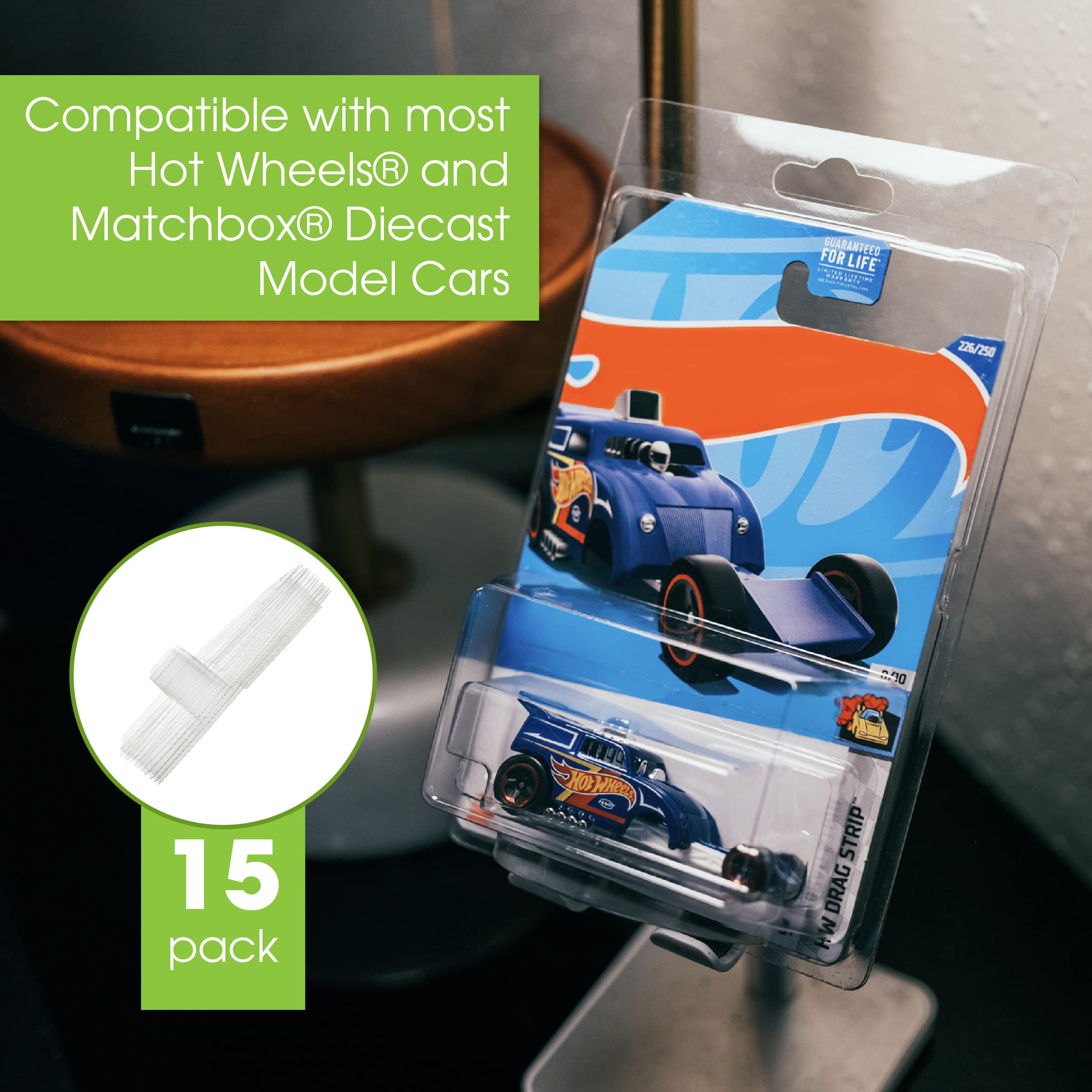 7Penn Model Car Protector Packs Compatible with Hot Wheels and Matchbox Diecast Cars - Clamshell Cases Clear Plastic Car Display Protective Case Blister Packs - 15 Pack