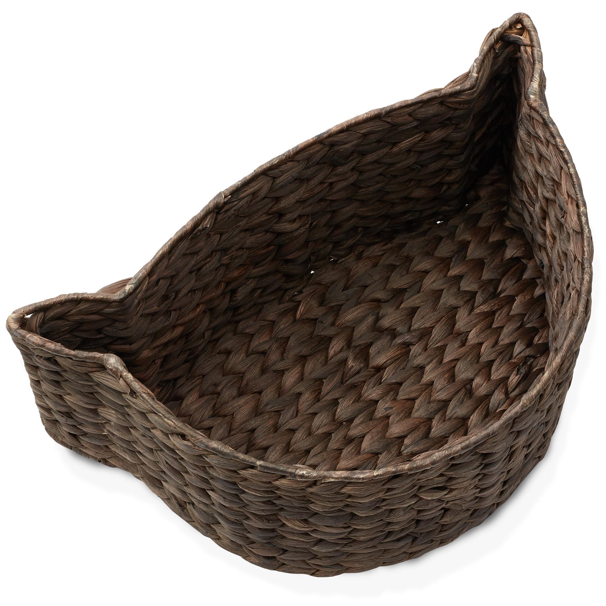 Casafield Cat Toy Storage Basket - Espresso, Woven Water Hyacinth Pet Toy Organizer Bin