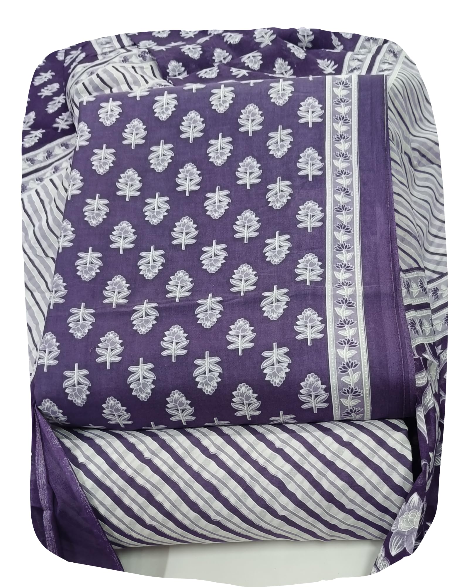Women's Premium Cambric Cotton Jaipuri Printed Unstitched Salwar Suit Dress Material with Mulmul Cotton Dupatta-image-17