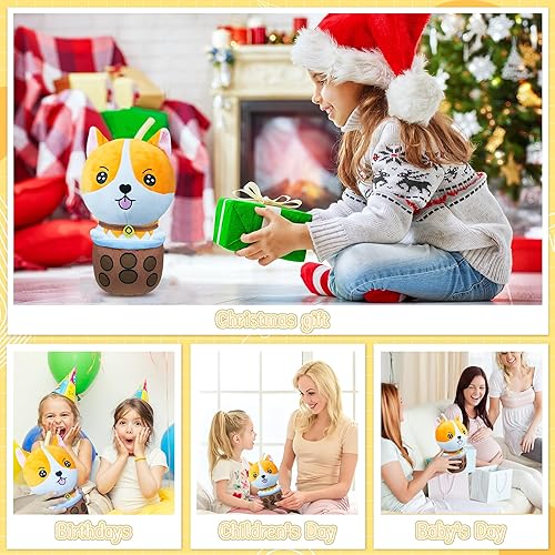 Miniatura 6 de Almohada de felpa Corgi Boba de 12 pulgadas, regalo para el día de San Valentín, animal de peluche suave para abrazar, juguete de peluche de anime