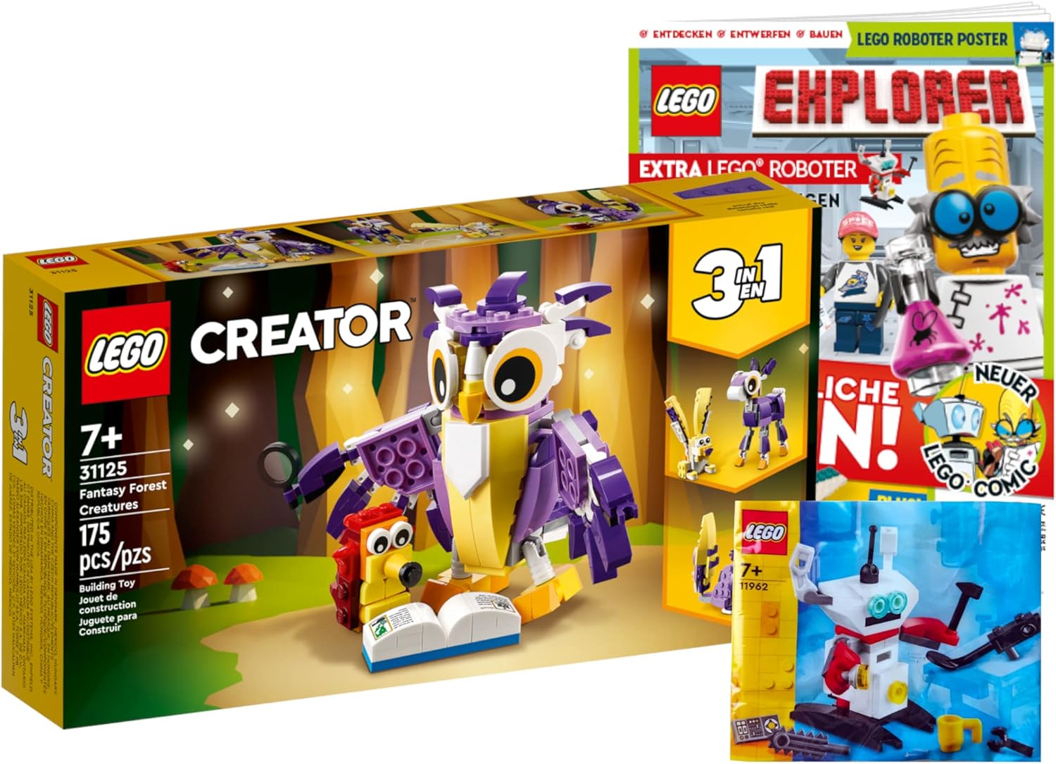 Lego Set: Creator 3-in-1 Wald-Fabelwesen 31125 + Explorer Heft Ausgabe