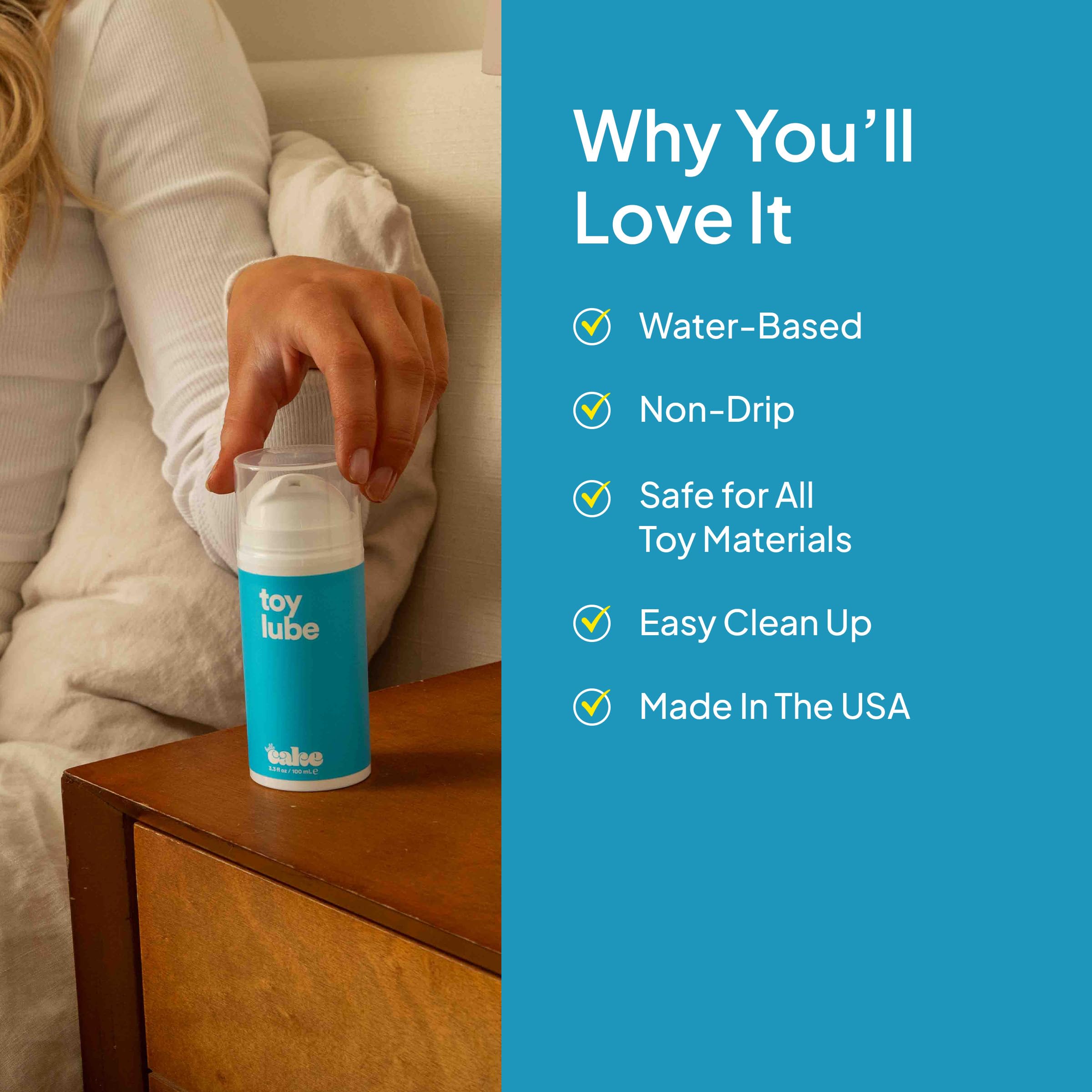 Hello Cake Toy Lube, Adult Toy Friendly, Thick Non-Drip Jelly Water-Based Personal Lubricant for Men, Women, and Couples, 3.3 fl oz