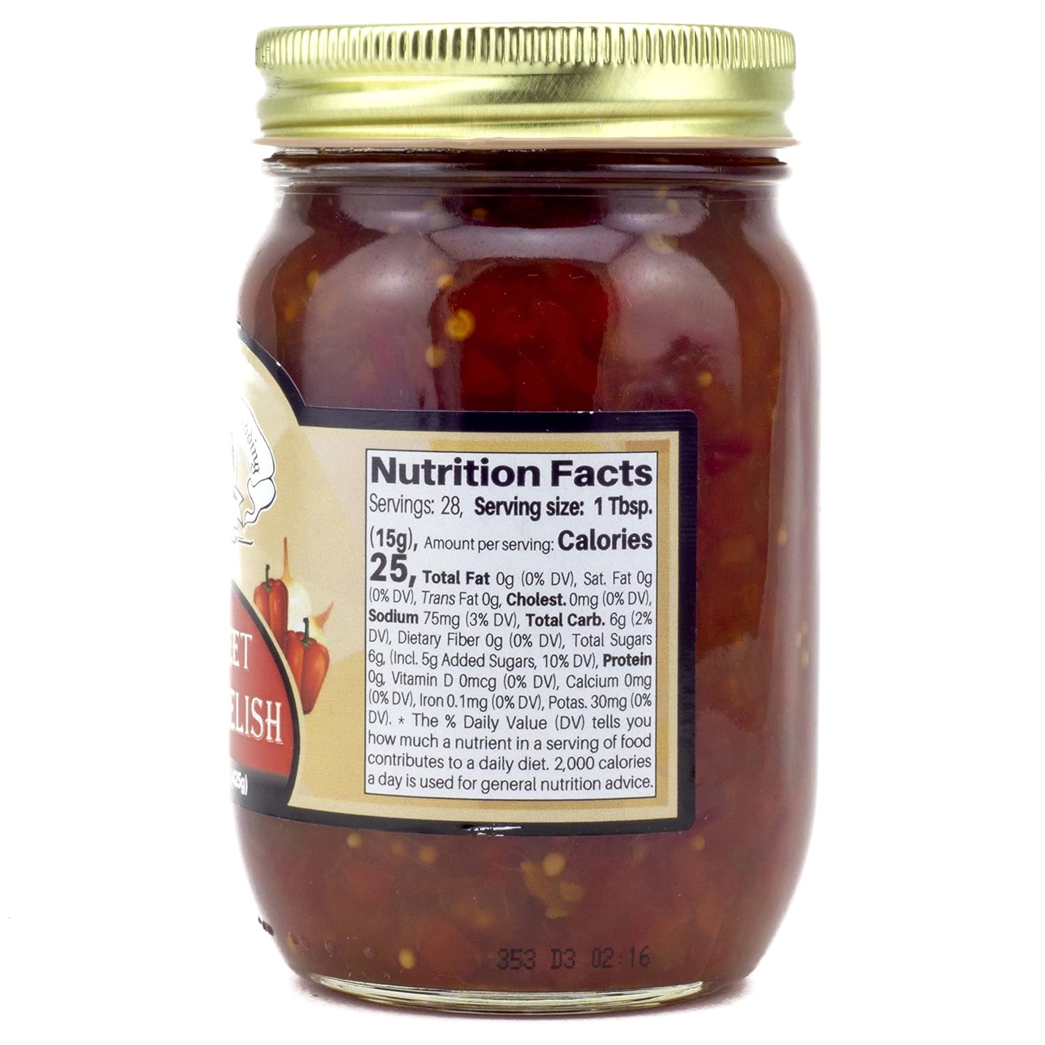 Amish Wedding Red Sweet Pepper Relish 15 oz Jars (Pack of 2) - Authentic Amish Sweet Pepper Condiment