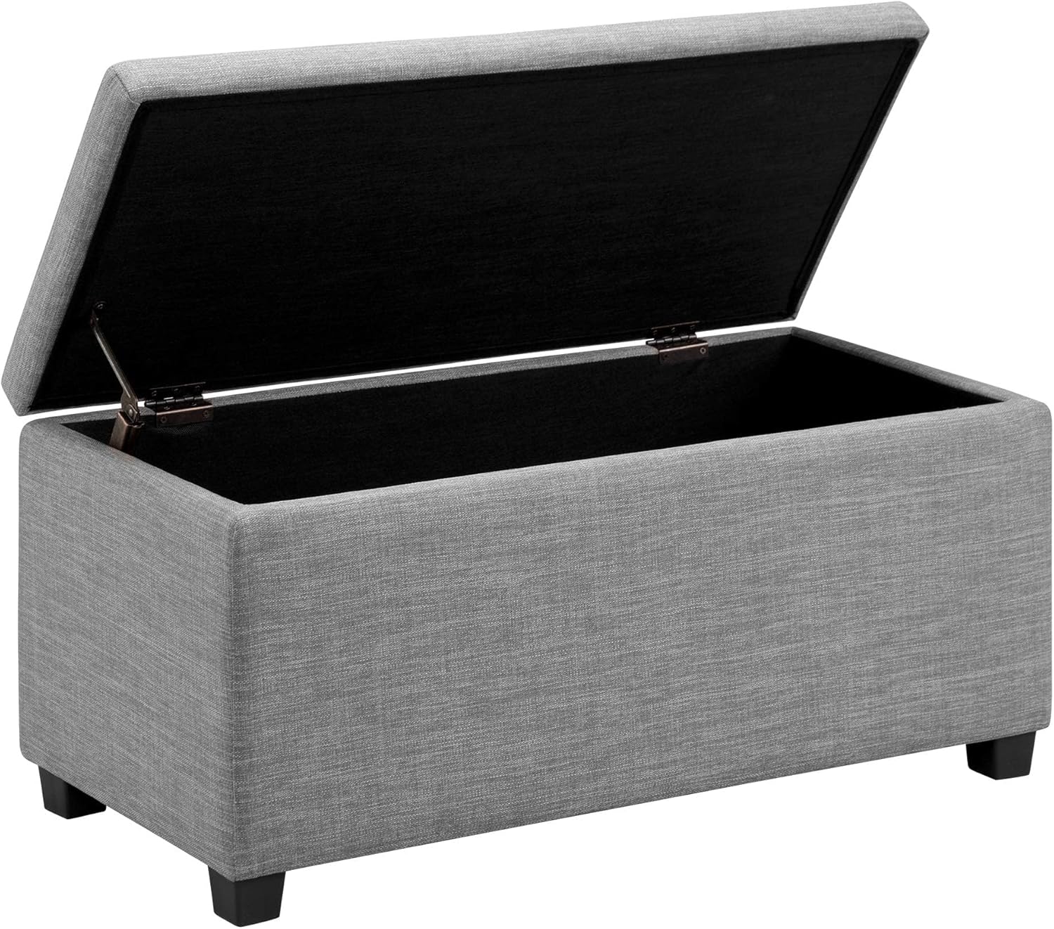 Amazon Basics Rectangular Padded Upholstered Entryway Bench with Storage, Bedroom, Hallway, Ottoman, Linen Look, Light Grey, 42 x 91 x 43 cm Amazon Basics Rectangular Padded Upholstered Entryway Bench with Storage, Bedroom, Hallway, Ottoman, Linen Look, Light Grey, 42 x 91 x 43 cm