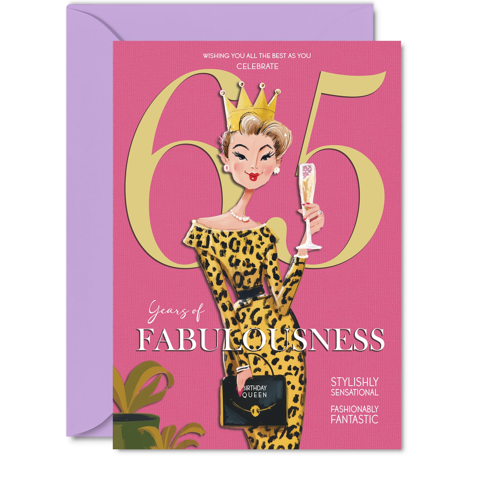 65th Birthday Cards for Women - Years Of Fabulousness - Happy Birthday Card for 65 Year Old Woman Wife Cousin Friend Grandma, 5x7 Inch Bday Greeting Cards