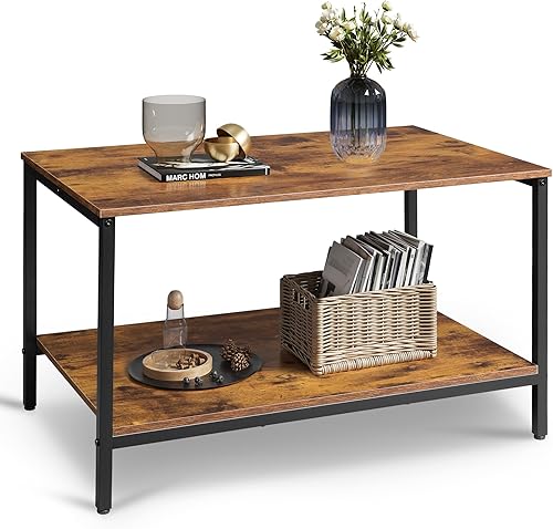 Miniatura 28 de WLIVE Mesa auxiliar pequeña para sala de estar, mesa de centro industrial moderna de 31.3 pulgadas con estante de almacenamiento y marco de metal,