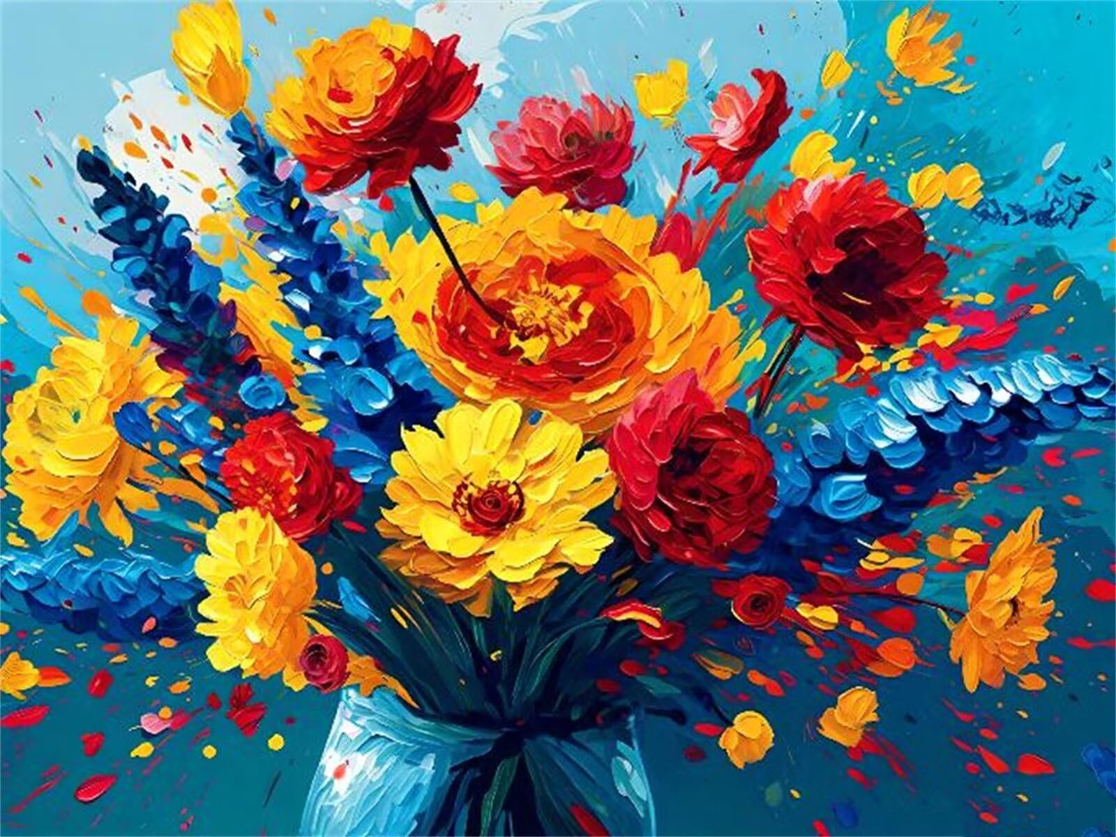 Shozhoo Pintura por Numeros, Flor de colores Pintar por Numeros Nniños Kit con Lienzo sin Arrugas, Pinceles y Pintura Acrílica, Manualidades Adultos Cuadros para Pintar por Numeros 60x45cm s-8131