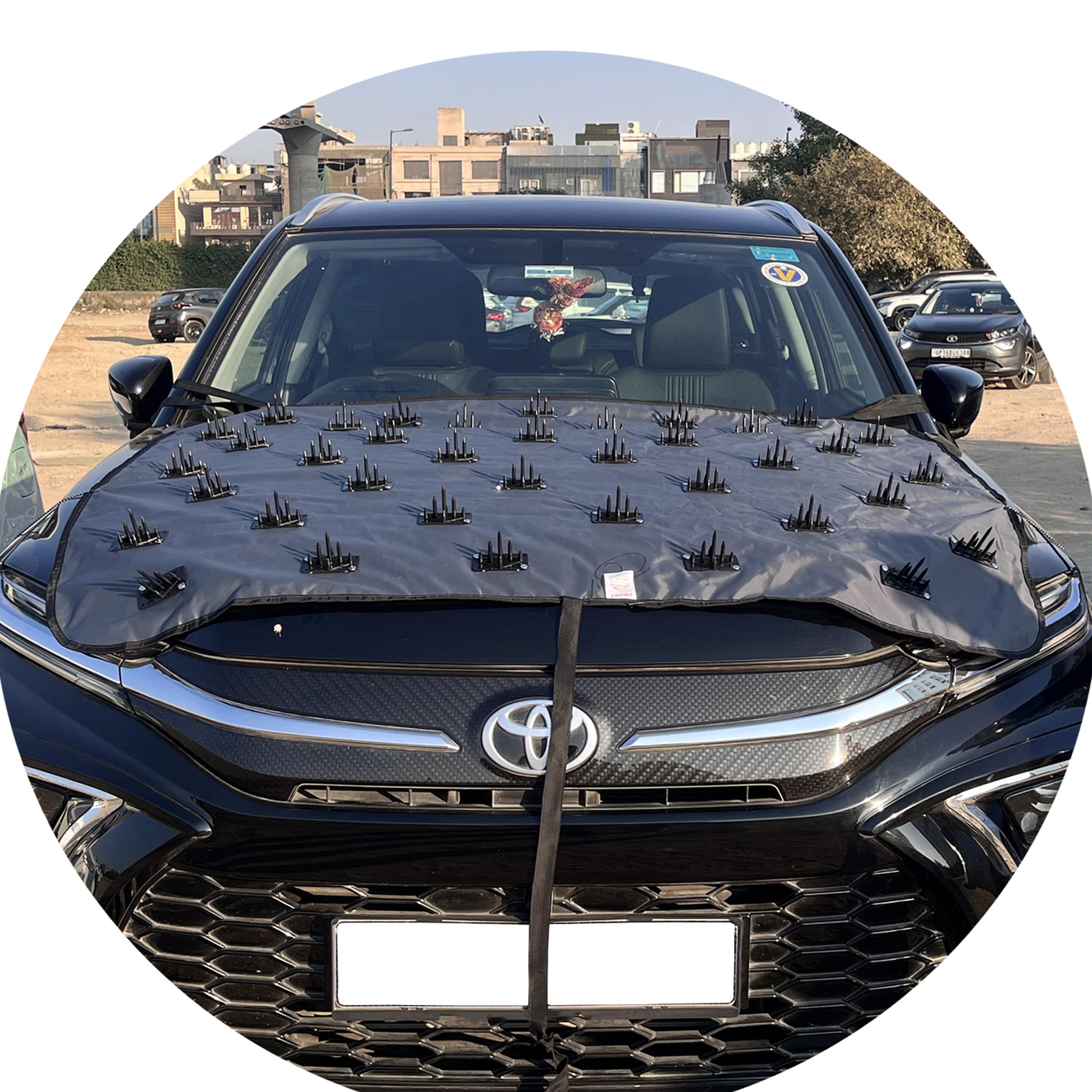 Waterproof Spike Bonnet Car Cover for Mahindra XUV 700 for Dogs & Monkeys Complete Protection from Street Dogs & Monkeys Compatible with All Hatchback,Sedan and SUV Cars Universal Size, Grey-image-28